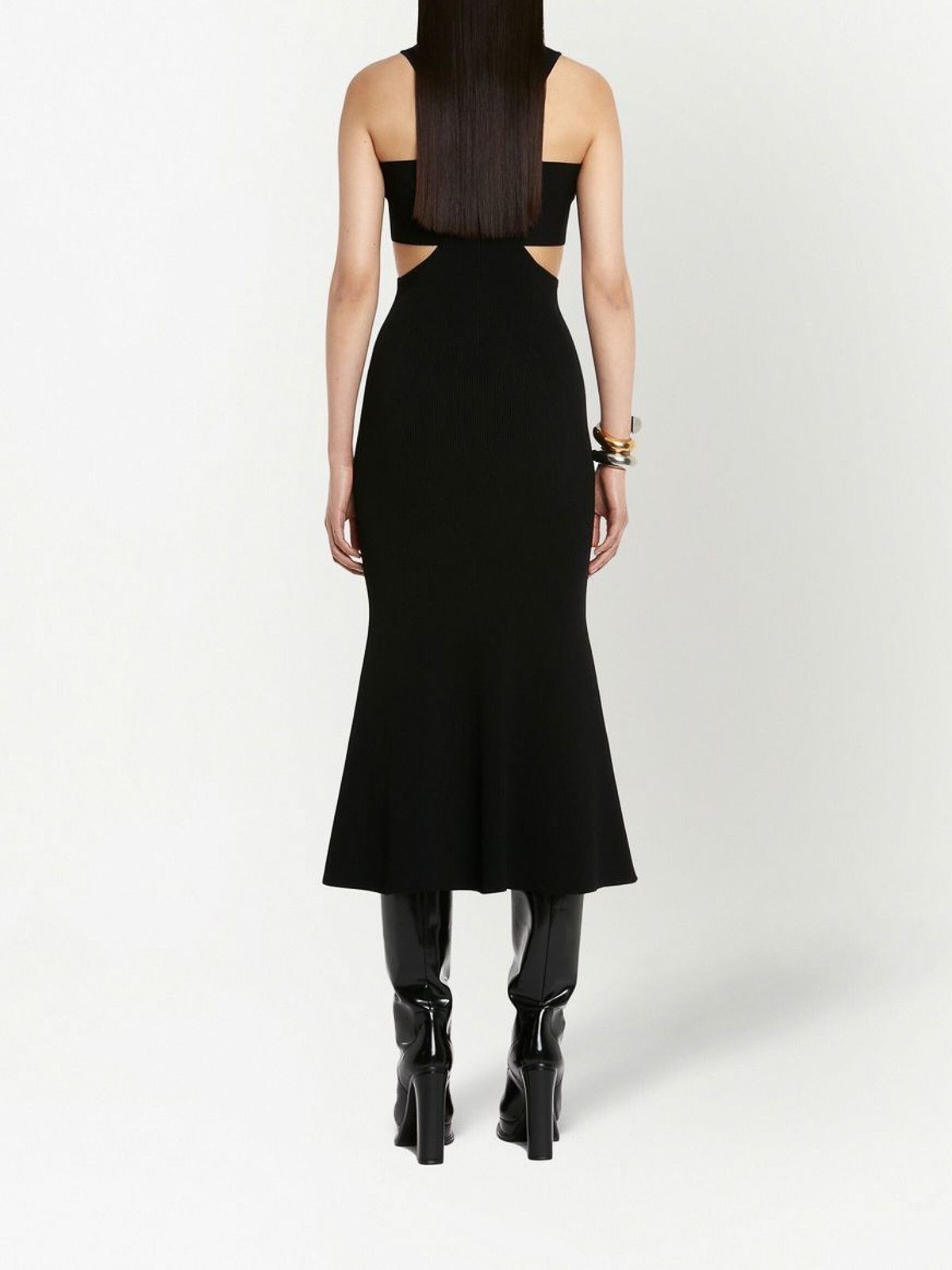 Alexander McQueen o1y0325 Midi Dress in Black Size S / US 4 / IT 40 - 4 Thumbnail