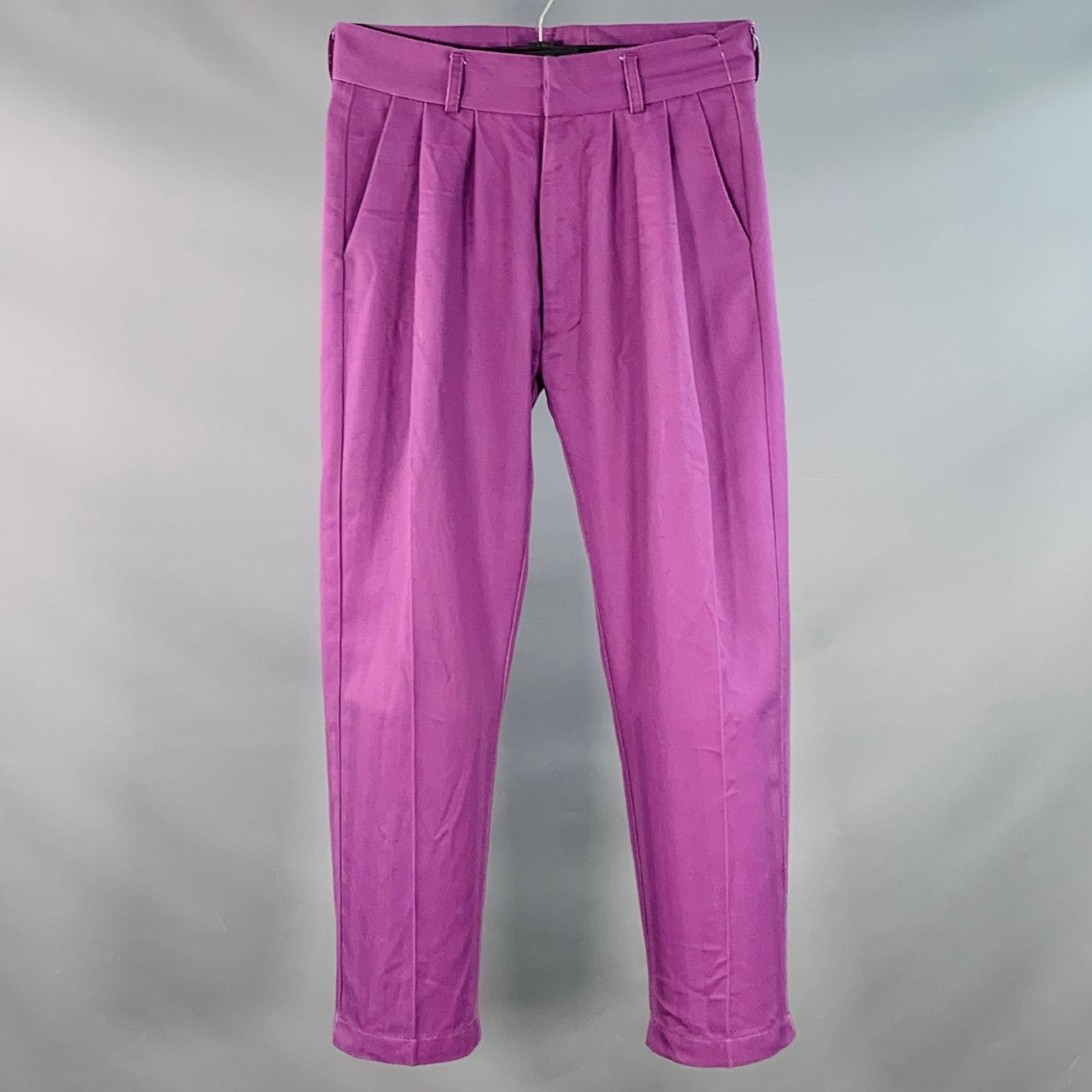 Other Size 32 Purple Polyester Herringbone Pleated Dress Pants Size US 32 / EU 48 - 1 Thumbnail
