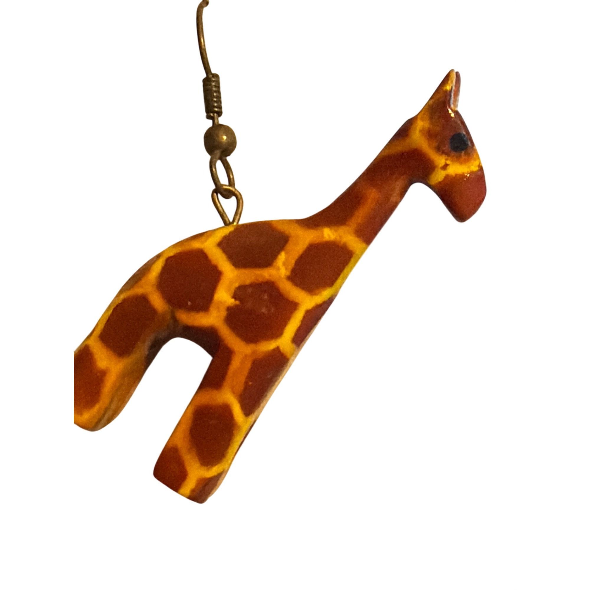 Other Hand painted Giraffe Dangle Wood Earrings Lightweight Hooks Size ONE SIZE - 3 Thumbnail