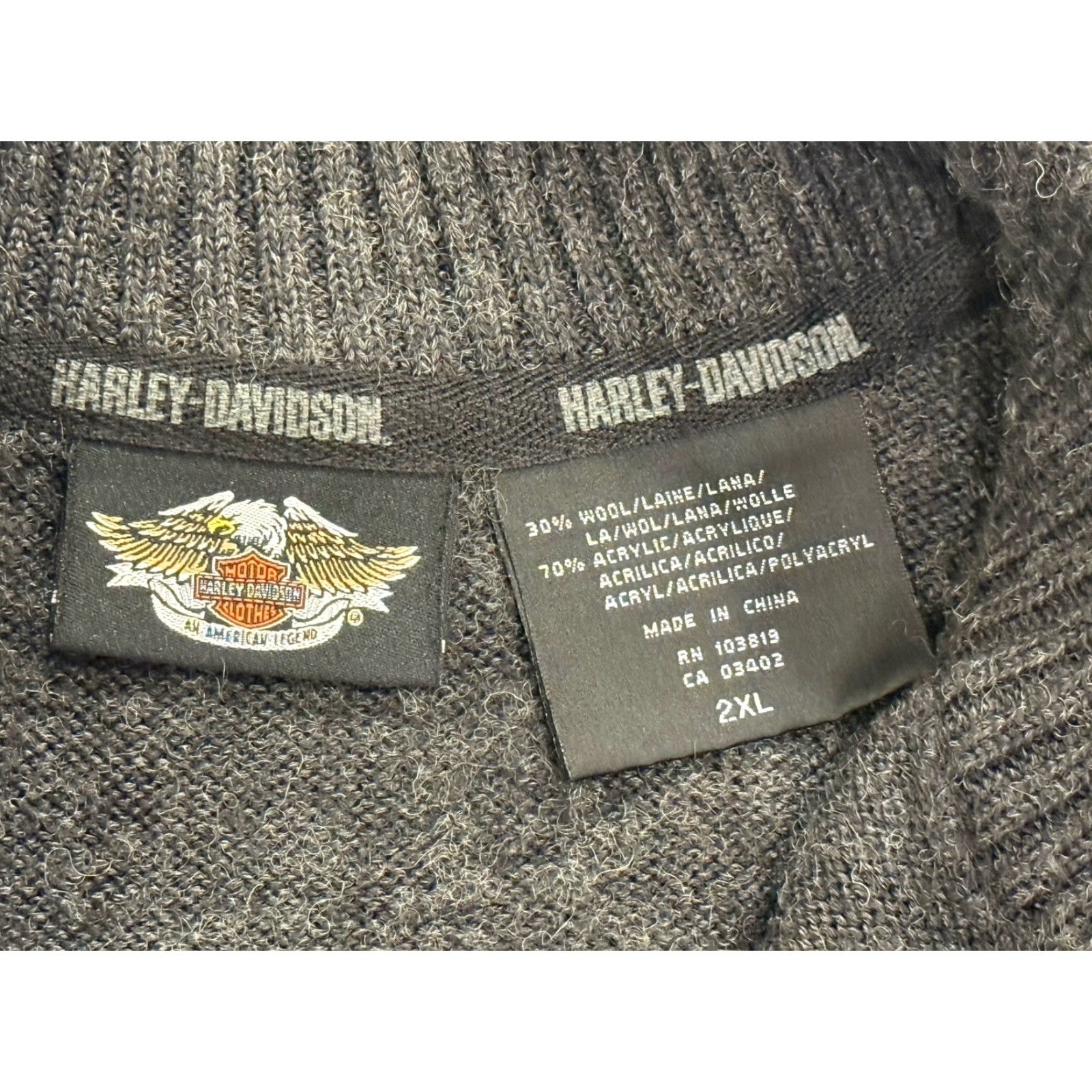 Harley Davidson Harley-Davidson 1/4 Zip Pullover Wool Blend Sweater Logo Striped Gray XXL Men Size US XXL / EU 58 / 5 - 7 Thumbnail