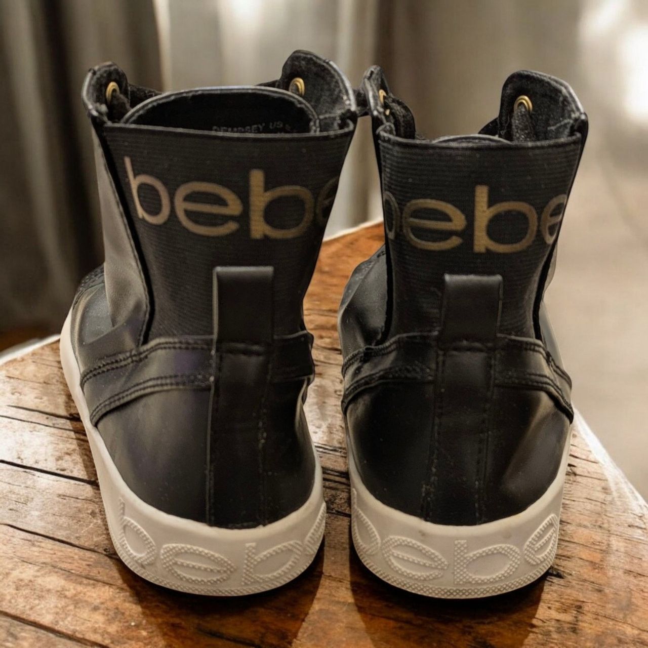 Bebe Black BEBE Dempsey High Top Sneakers Faux Leather Women's 8 Size US 8.5 / IT 38.5 - 4 Thumbnail