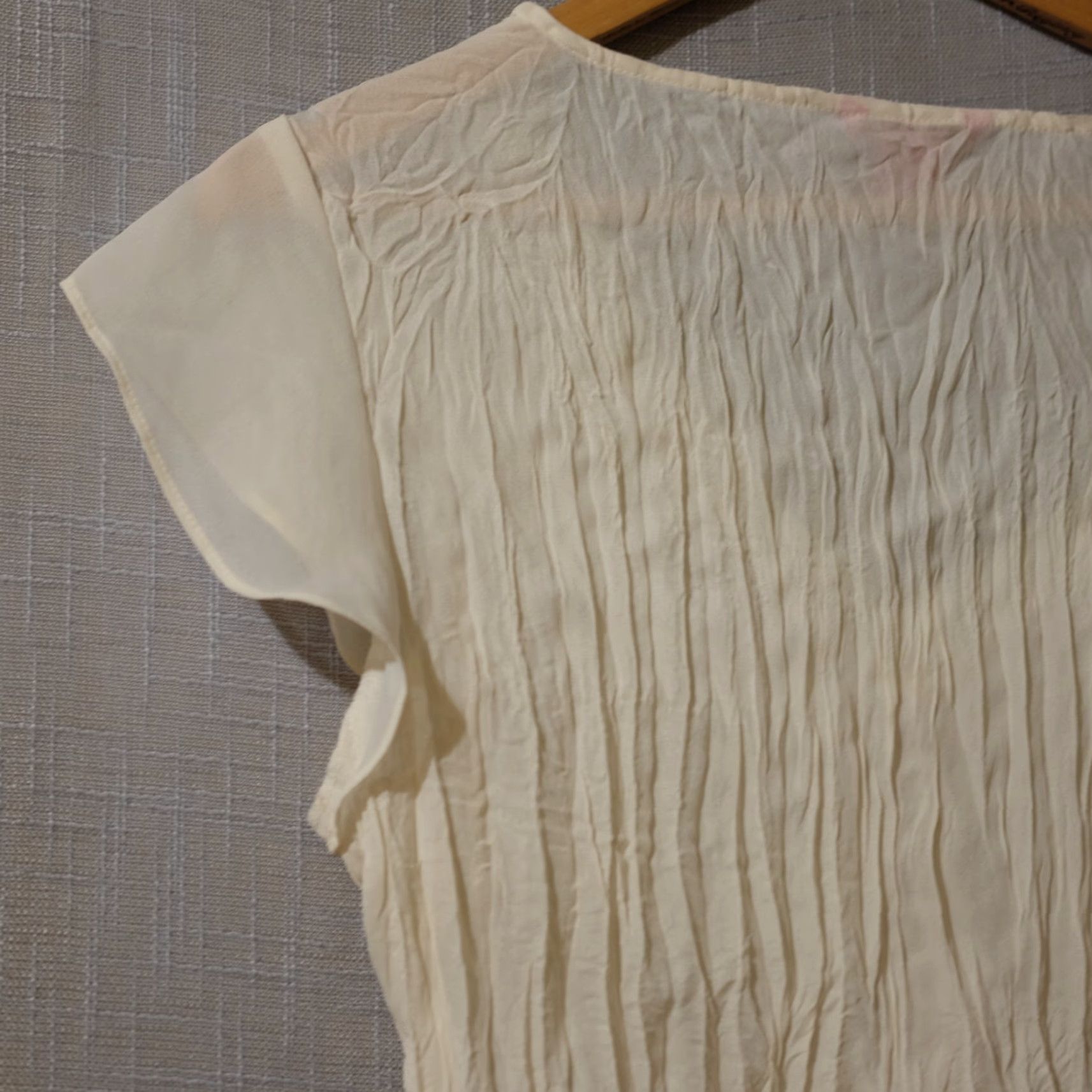Vintage Sunny Leigh Ivory Sheer Ruffle Sleeveless Top Women XL Shirt Blouse Casual Party/Cocktail Travel Lightweight Chiffon 90s? Size XL / US 12-14 / IT 48-50 - 6 Thumbnail