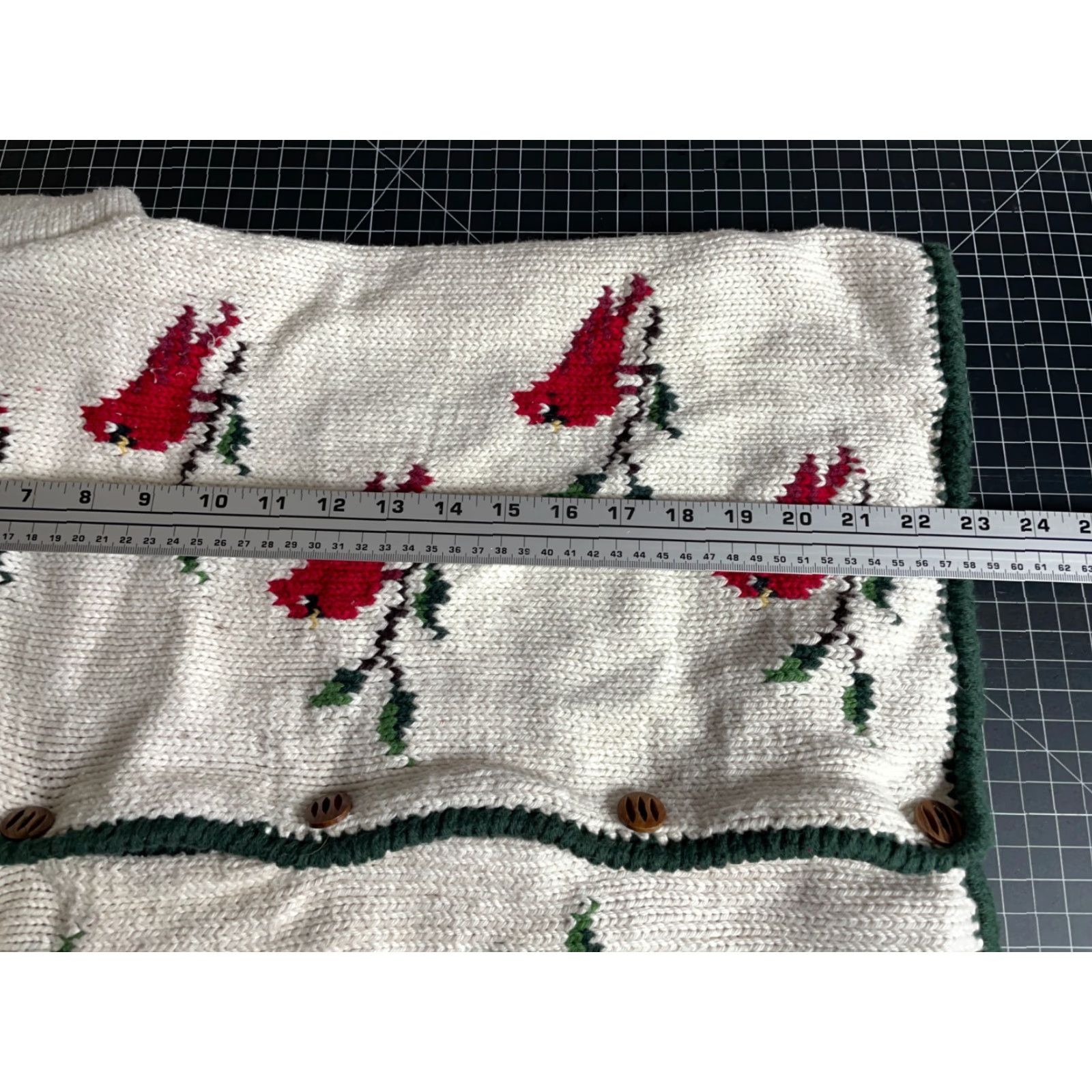 Vintage VINTAGE Leelanau Trail Cardigan Women's Large Ivory Cardinal Motif 100% Cotton Chunky Knit Long Sleeve Collared Mermaid? Size L / US 10 / IT 46 - 7 Thumbnail