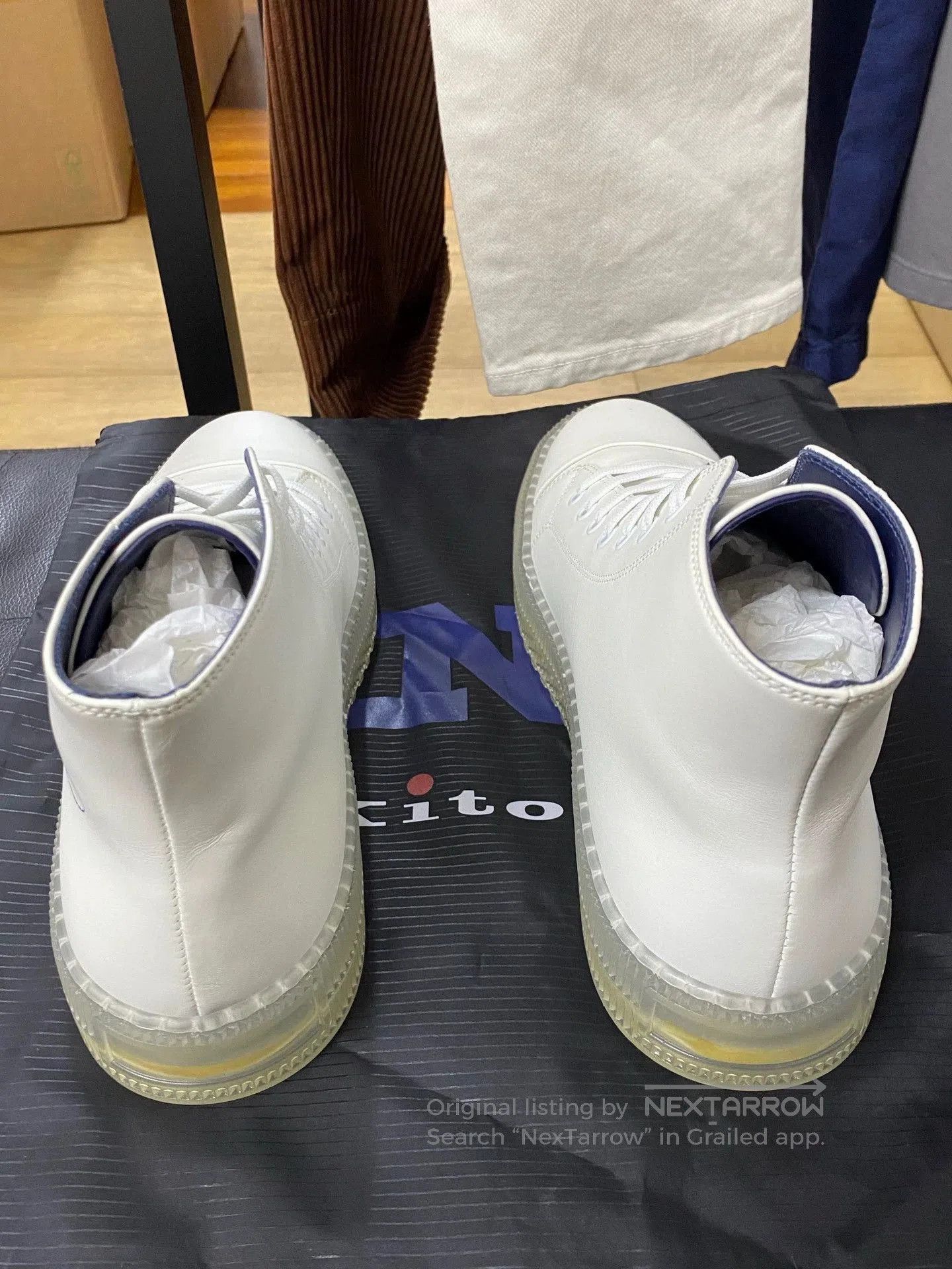 Emporio Armani Kiton Men's Casual High-Top Sneakers White. Size US 6 / EU 39 - 4 Thumbnail