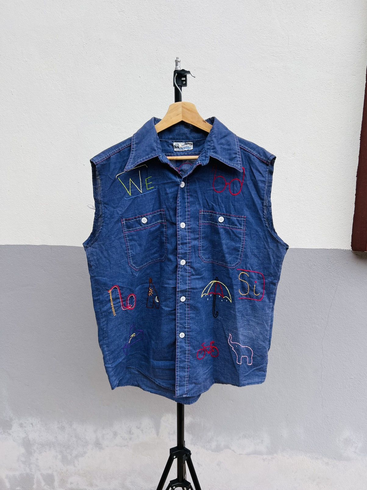 Vintage Late 60s Ennington California Sleveless Denim Shirt Size US L / EU 52-54 / 3 - 1 Thumbnail