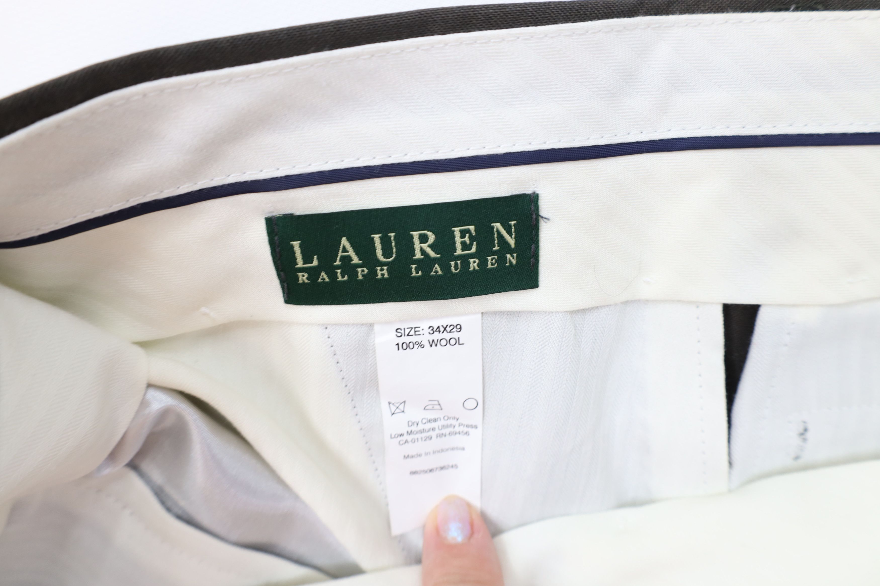 Ralph Lauren Vintage 90s Ralph Lauren Cuffed Wool Wide Leg Chino Pants Size US 34 / EU 50 - 6 Thumbnail