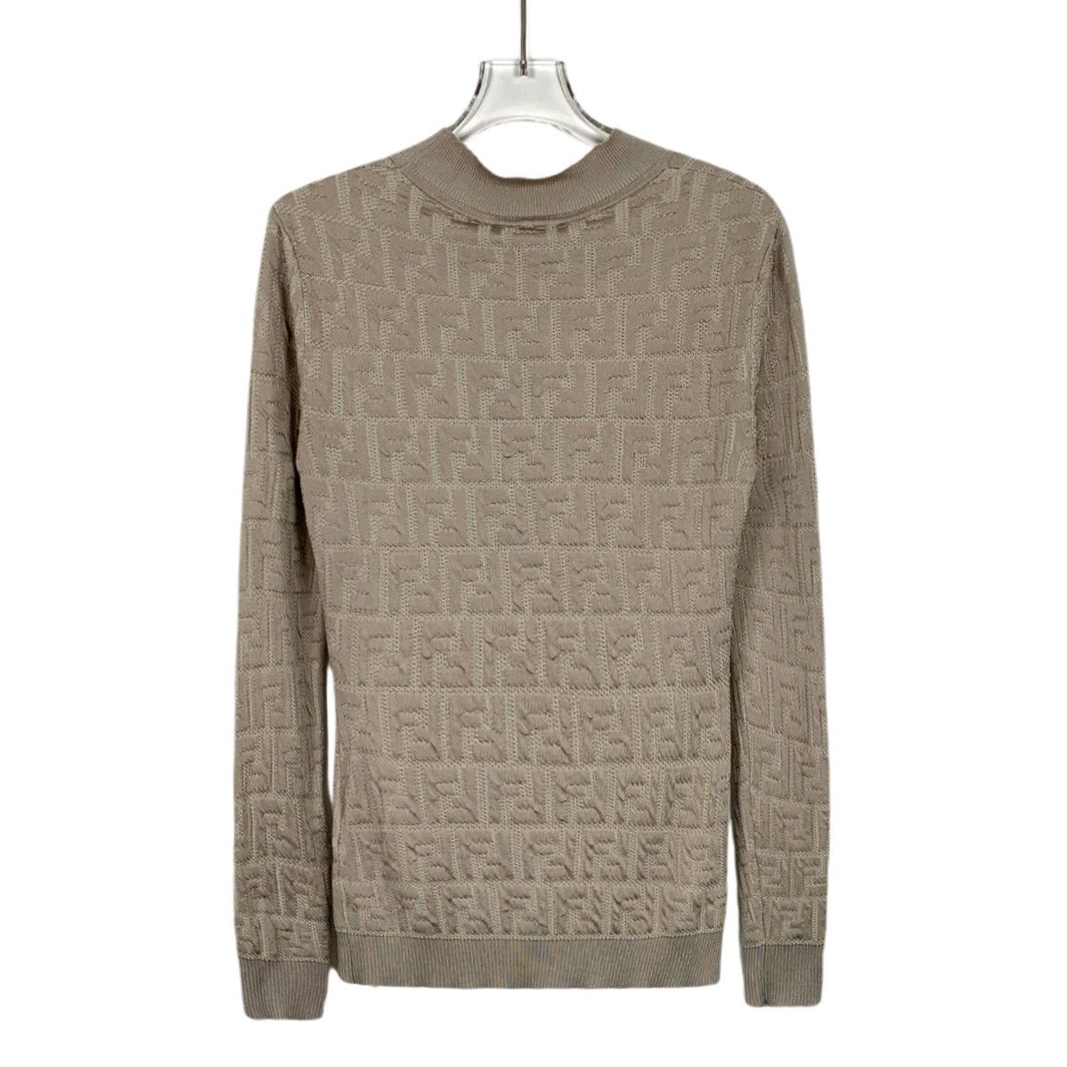 Fendi Fendi Khaki All Over Logo Long Sleeve Knit Sweater K26WX Size S / US 4 / IT 40 - 2 Thumbnail