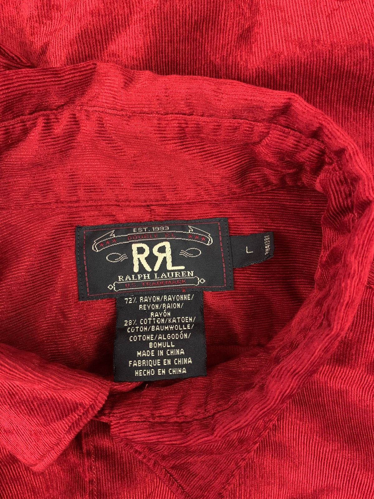 RRL Ralph Lauren RRL Rayon Corduroy Shirt 90’s Size US XL / EU 56 / 4 - 6 Thumbnail