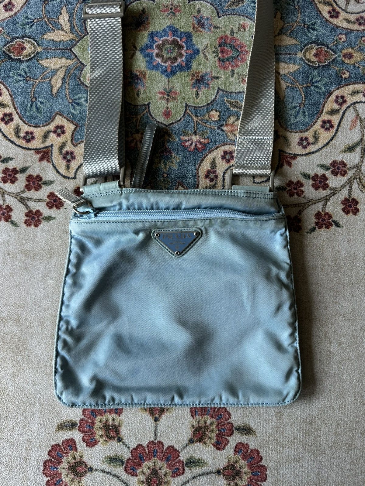 2000S Prada Nylon Blue Messenger Crossbody Bag, Men's