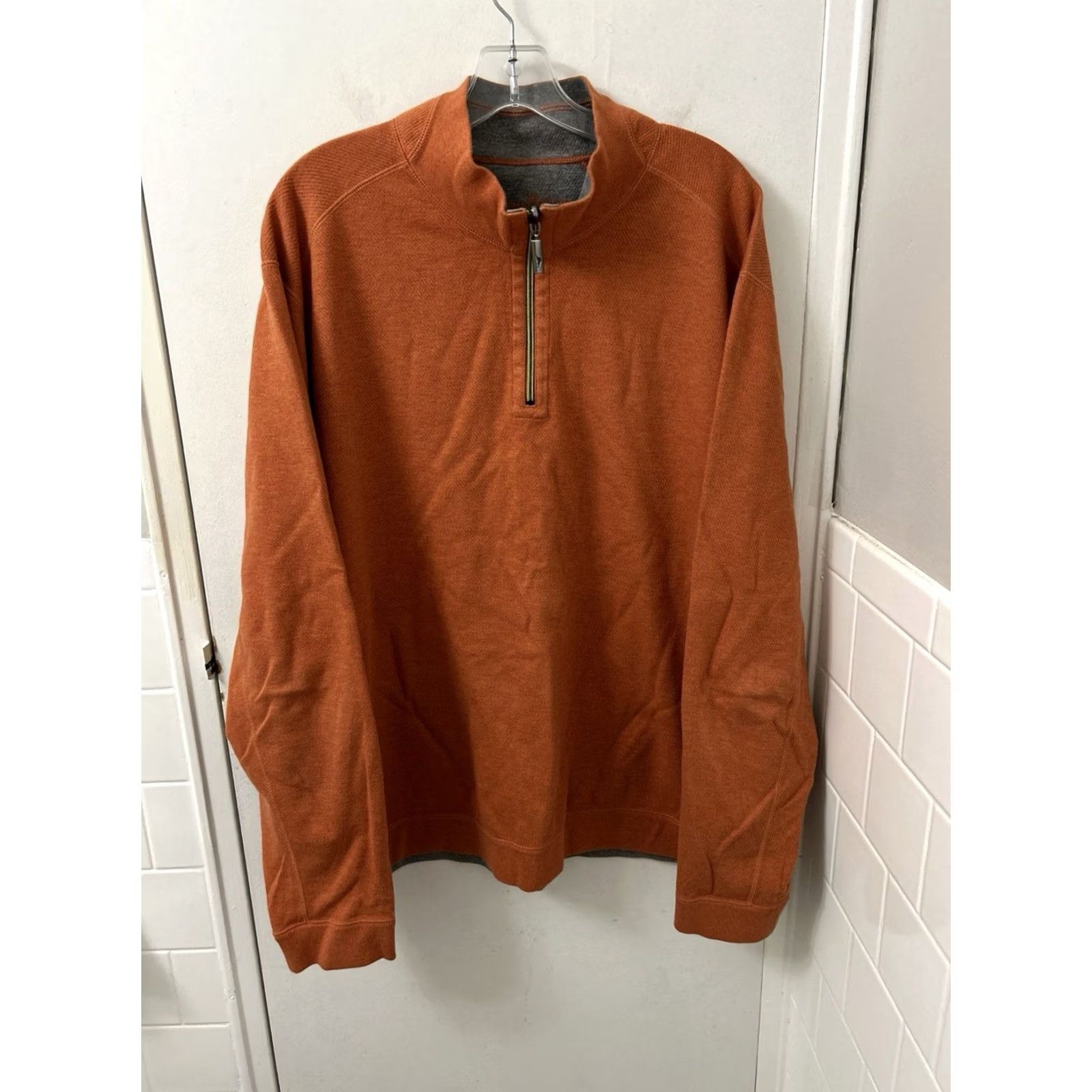 Tommy Bahama VINTAGE Tommy Bahama Reversible 1/4 Zip Mens 2XL Orange Pullover Marlin Cotton L/S Size US XXL / EU 58 / 5 - 2 Thumbnail