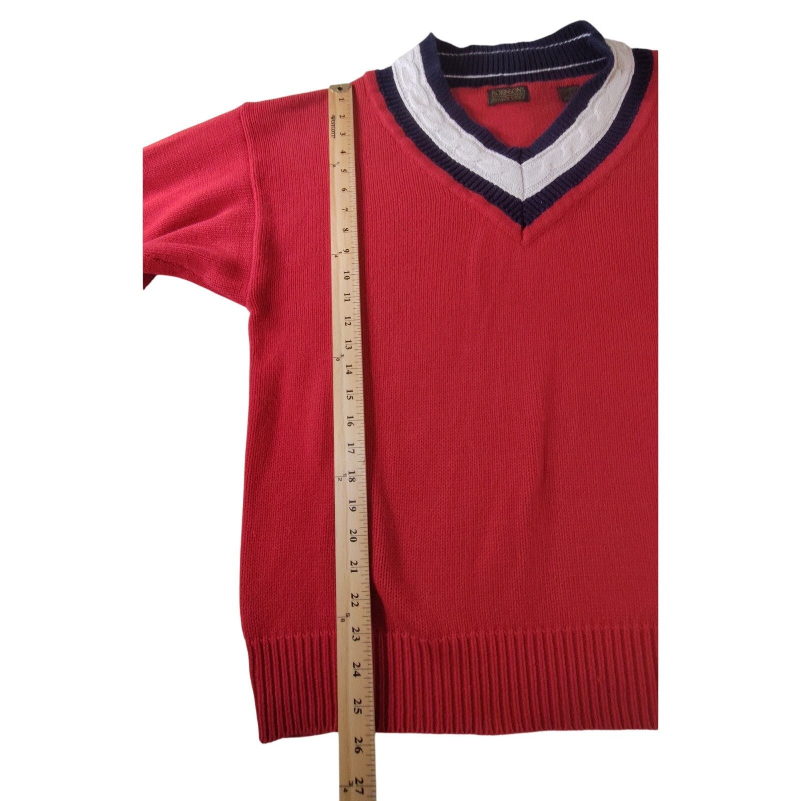 Royal Robbins Rare Vintage Robinsons V Neck Sweater Jumper Red Medium 80s Size US M / EU 48-50 / 2 - 6 Thumbnail
