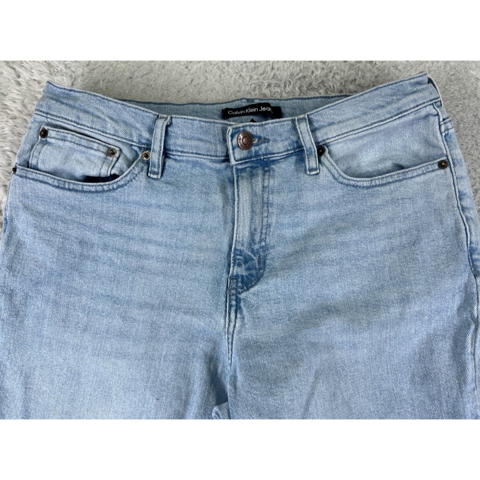Calvin Klein Calvin Klein Jeans Women Blue Denim Straight Mid Rise 30 Jeans Pants 5-Pocket Regular Stretch Light Wash Vintage No Size 30" / US 8 / IT 44 - 4 Thumbnail