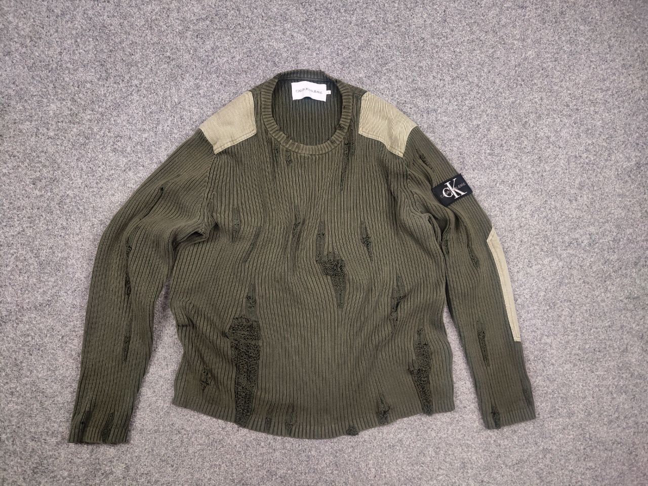 Calvin Klein 205W39NYC Calvin Klein Raf Simons Distressed Military Ribbed Sweater Size US L / EU 52-54 / 3 - 9 Thumbnail