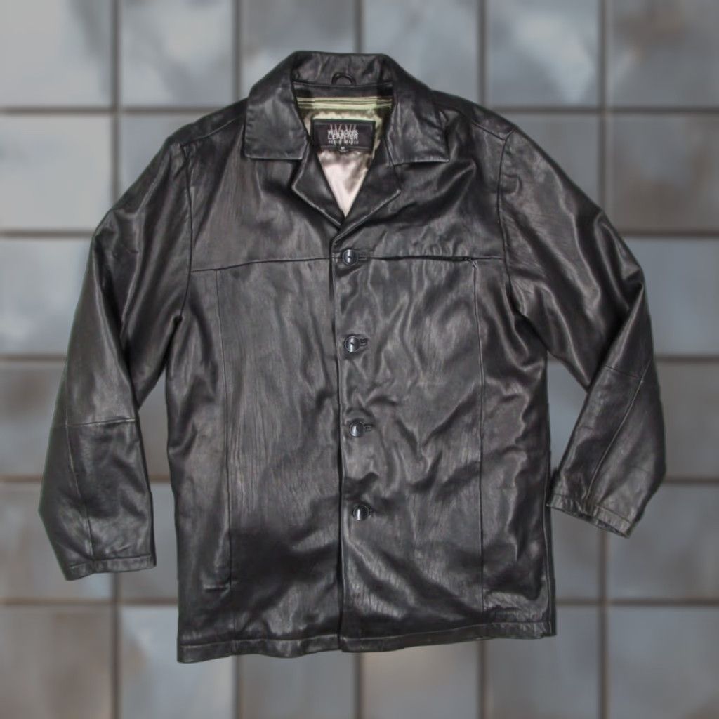 Vintage Wilsons Leather Pelle Studio Jacket Mens Medium Black Button Up Zip Out Lining Size US M / EU 48-50 / 2 - 1 Thumbnail