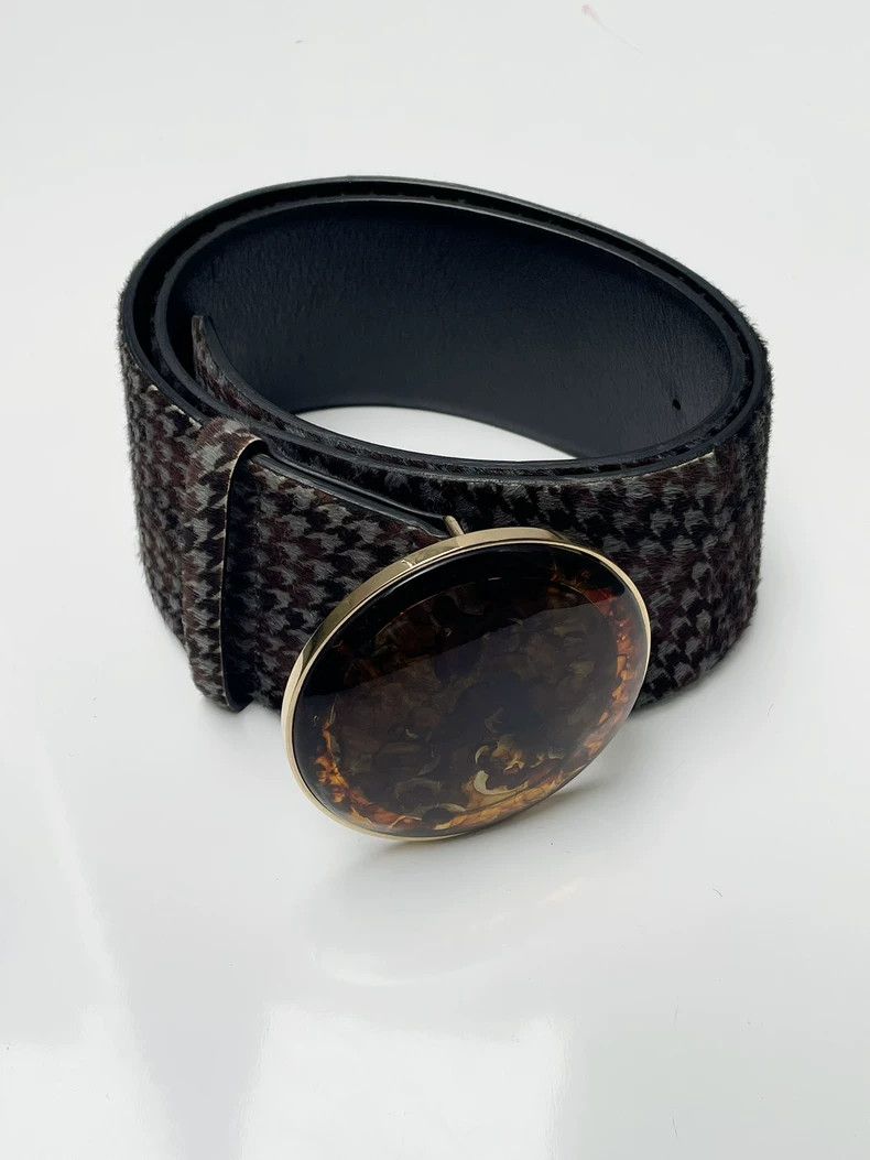 Giorgio Armani Giorgio Armani Extra Wide Houndstooth Amber Belt 2504-Nexta Size ONE SIZE - 1 Thumbnail