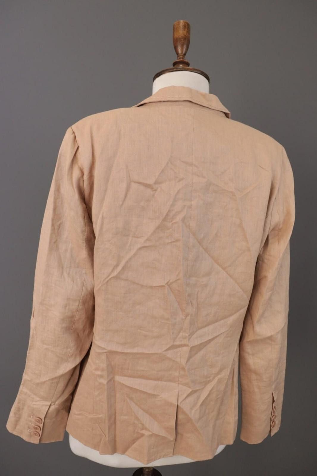 Oscar De La Renta Oska Beige 100% Linen Single Breasted Blazer Jacket Size 2 Size XS / US 0-2 / IT 36-38 - 12 Thumbnail