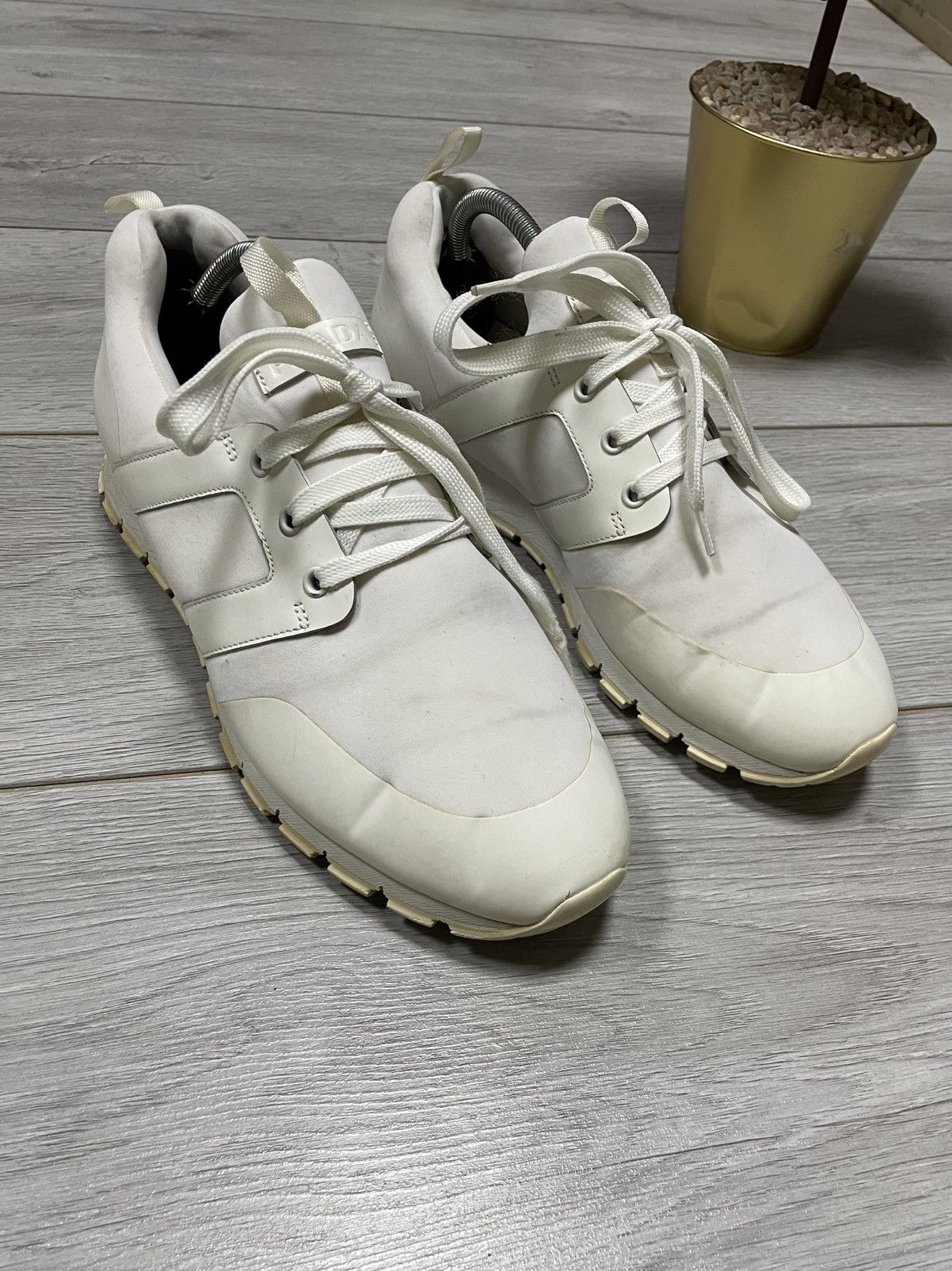 Prada Prada white tab sneakers logo Size US 11.5 / EU 44-45 - 2 Thumbnail