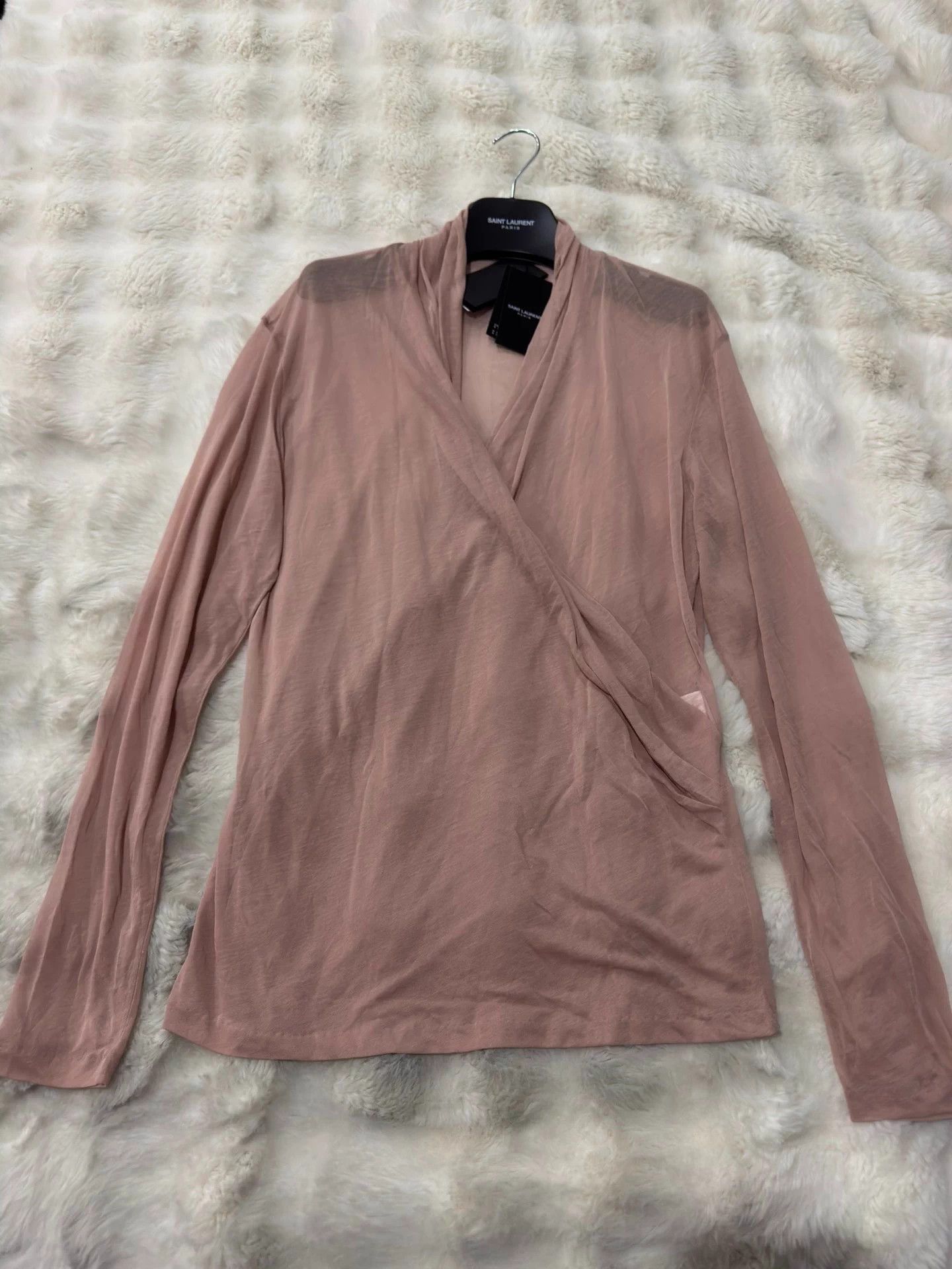 Saint Laurent Paris YSL Runway Pleated Deep V Organza Unisex L Size US L / EU 52-54 / 3 - 2 Thumbnail