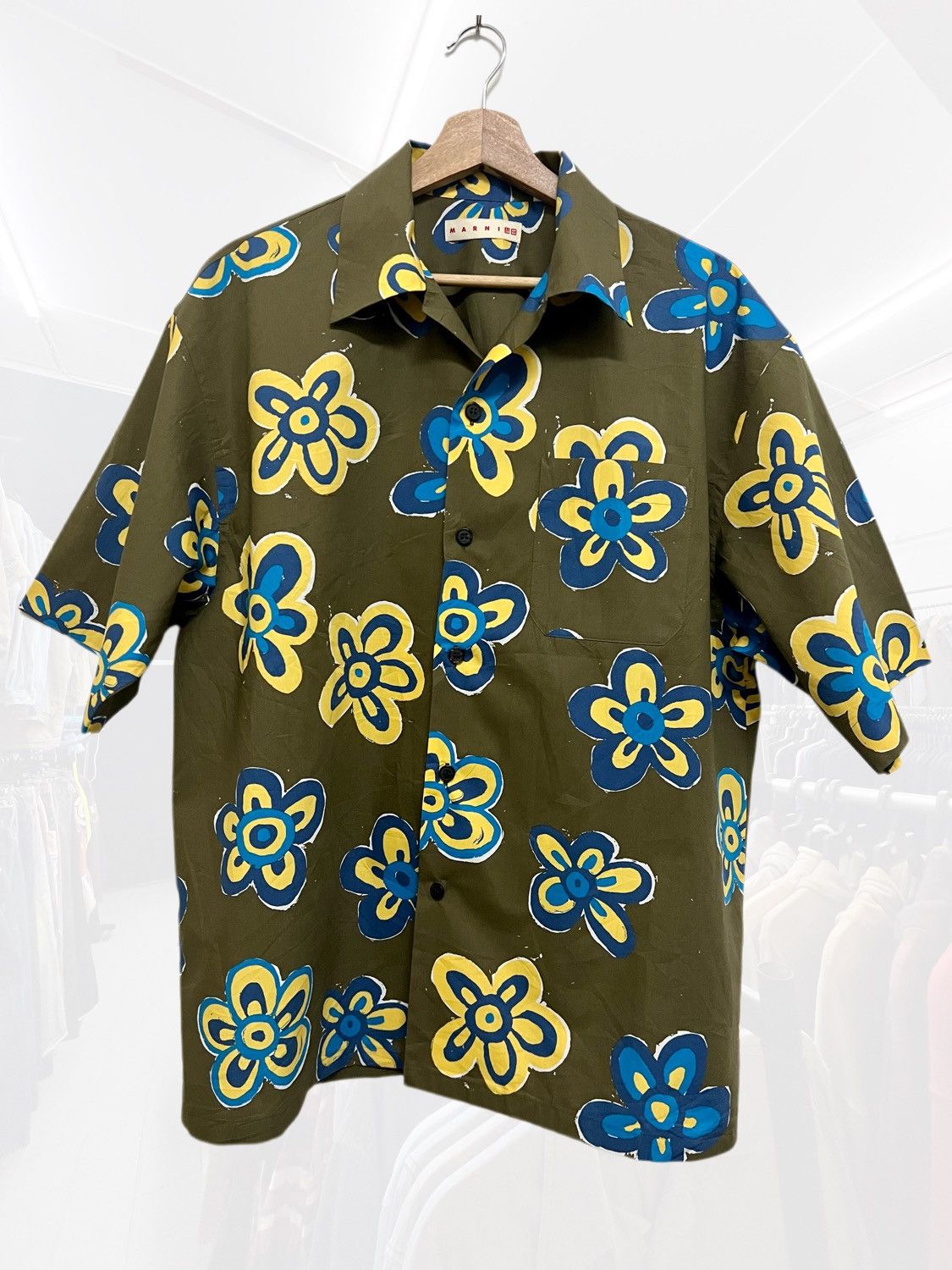 Marni × Uniqlo Marni Uniqlo Oversized Printed Open Collar Shirt Size US M / EU 48-50 / 2 - 1 Thumbnail