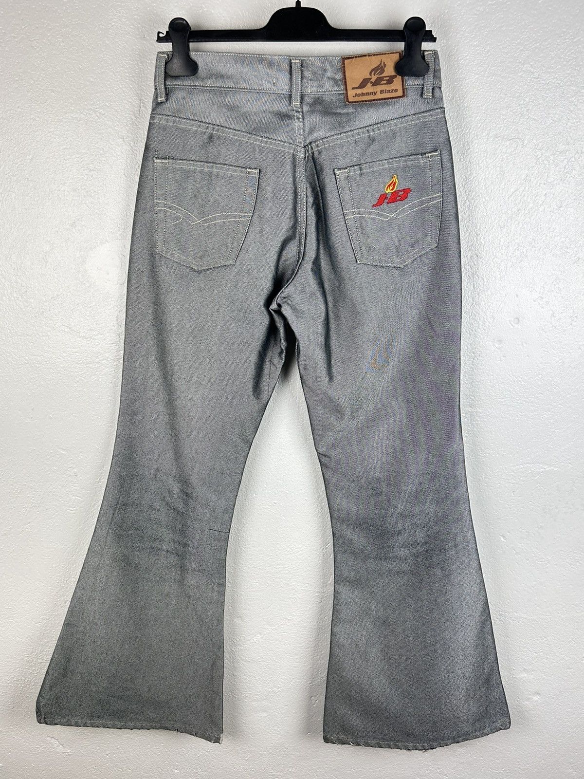 Vintage 90s Vintage Johnny Blaze Crazy Flared Silver Denim Jeans Size US 30 / EU 46 - 1 Thumbnail
