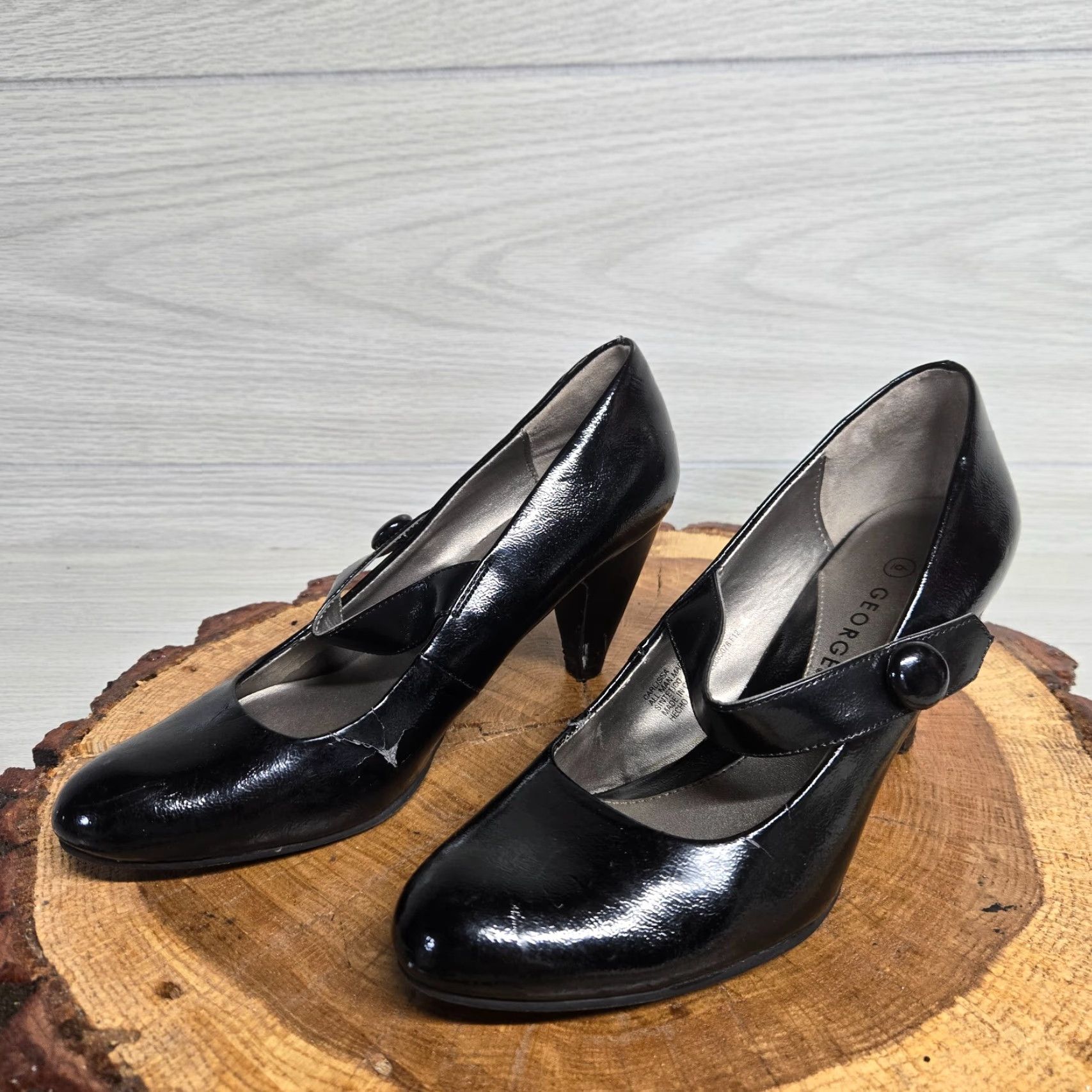 George George Pumps Heels Slip On Adult Women's Size 6 Black Stiletto Pump Shoe Formal 90s? Size US 6 / IT 36 - 2 Thumbnail