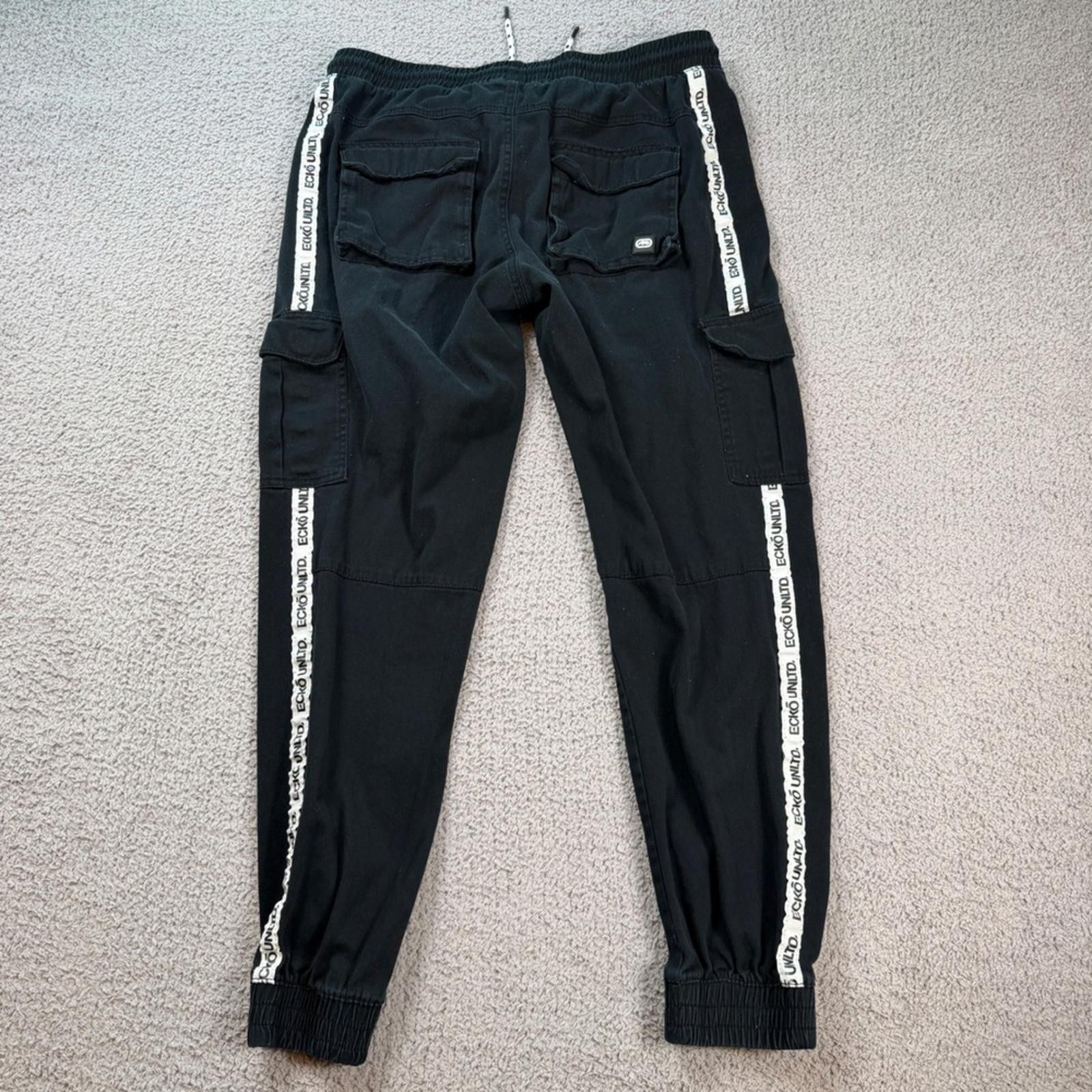 Ecko Unltd. Ecko Unltd Cargo Jogger Pants Black Rhino Logo Tape L Size US 34 / EU 50 - 2 Thumbnail