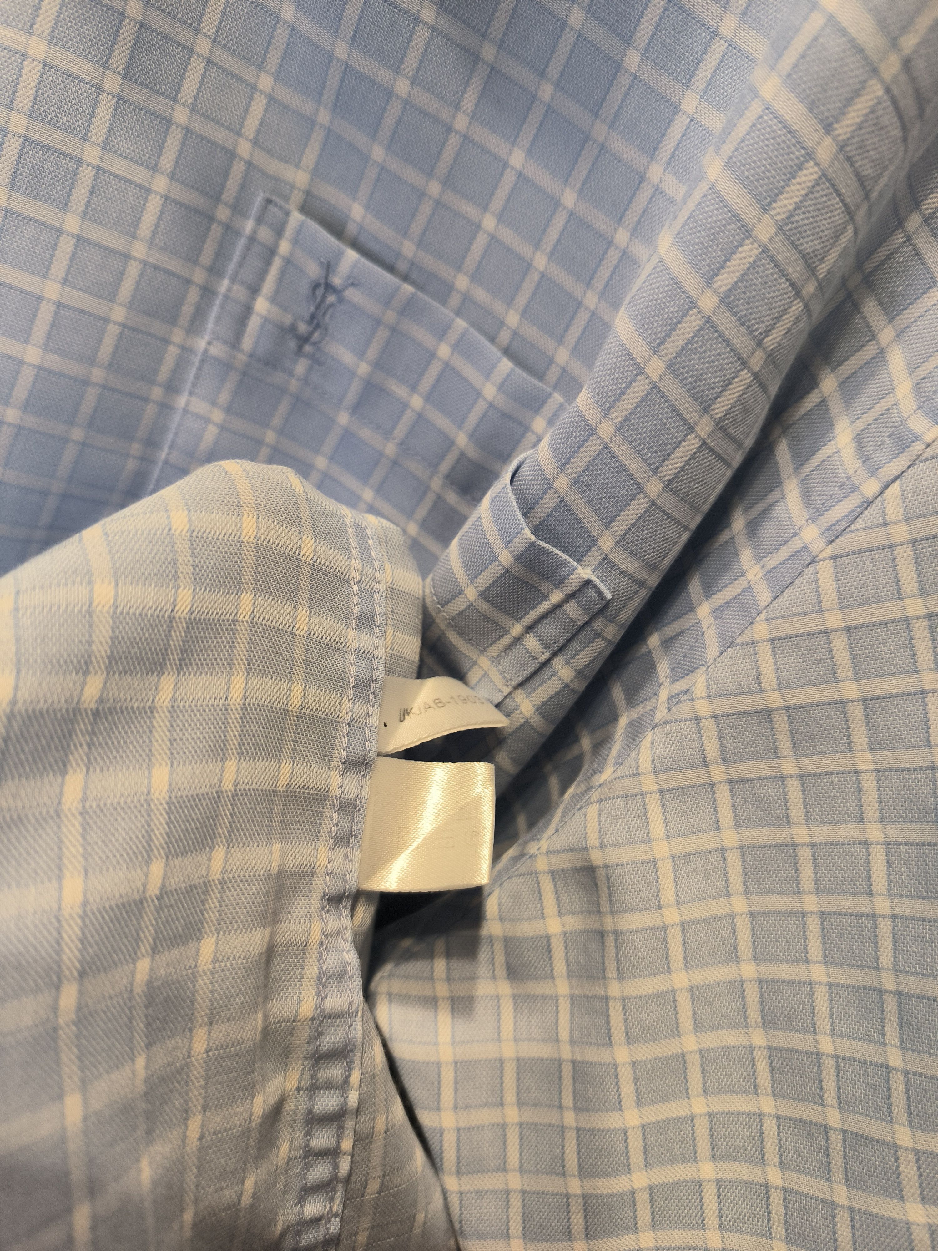 Vintage × Yves Saint Laurent Vintage YSL Pour Homme Shirt Button-Up Baby Blue Logo Size US L / EU 52-54 / 3 - 5 Thumbnail