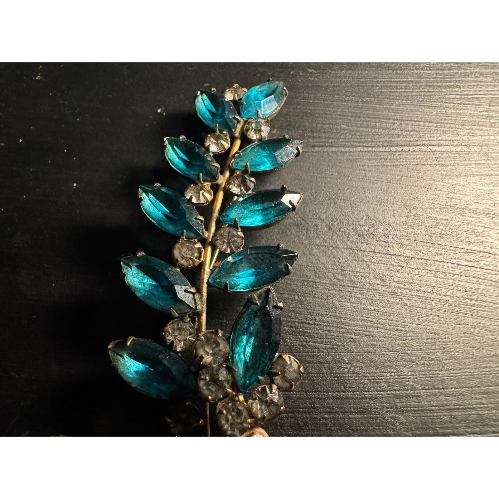 Other Large Aqua/Teal Marquis Cut Glass Rhinestones Czech Brooch Size ONE SIZE - 4 Thumbnail