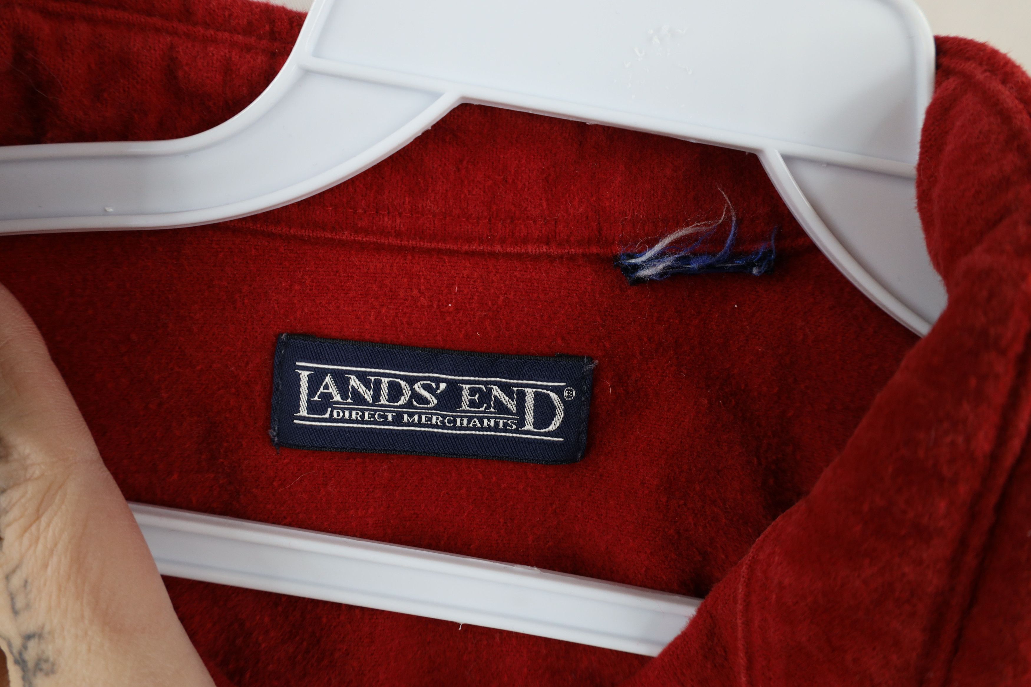Lands' End × Vintage Vintage 90s Lands End Chamois Cloth Button Shirt Red USA Size XXL / US 16-18 / IT 52-54 - 9 Thumbnail