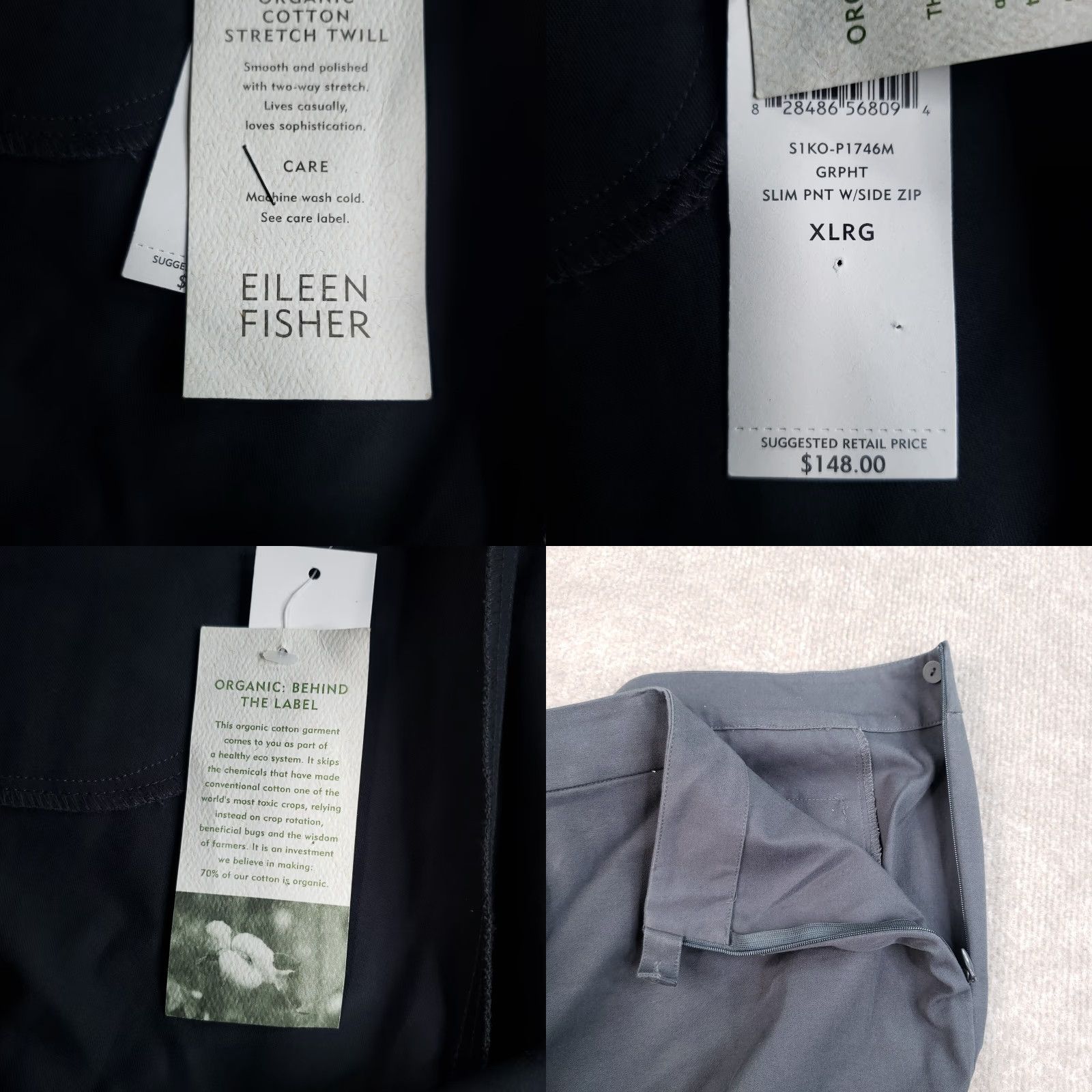 Eileen Fisher Eileen Fisher Slim Ankle Pant Women XL Gray Side Zip Non-Iron Stretch Casual Trousers Size 40" / US 18 - 9 Thumbnail