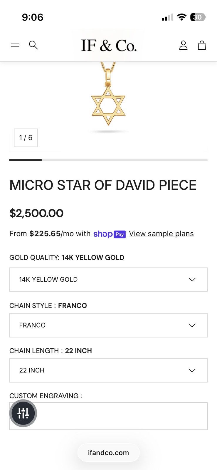 If And Co If & Co 14k Gold Star of David Necklace Jewish Pendant Chain Size ONE SIZE - 2 Thumbnail