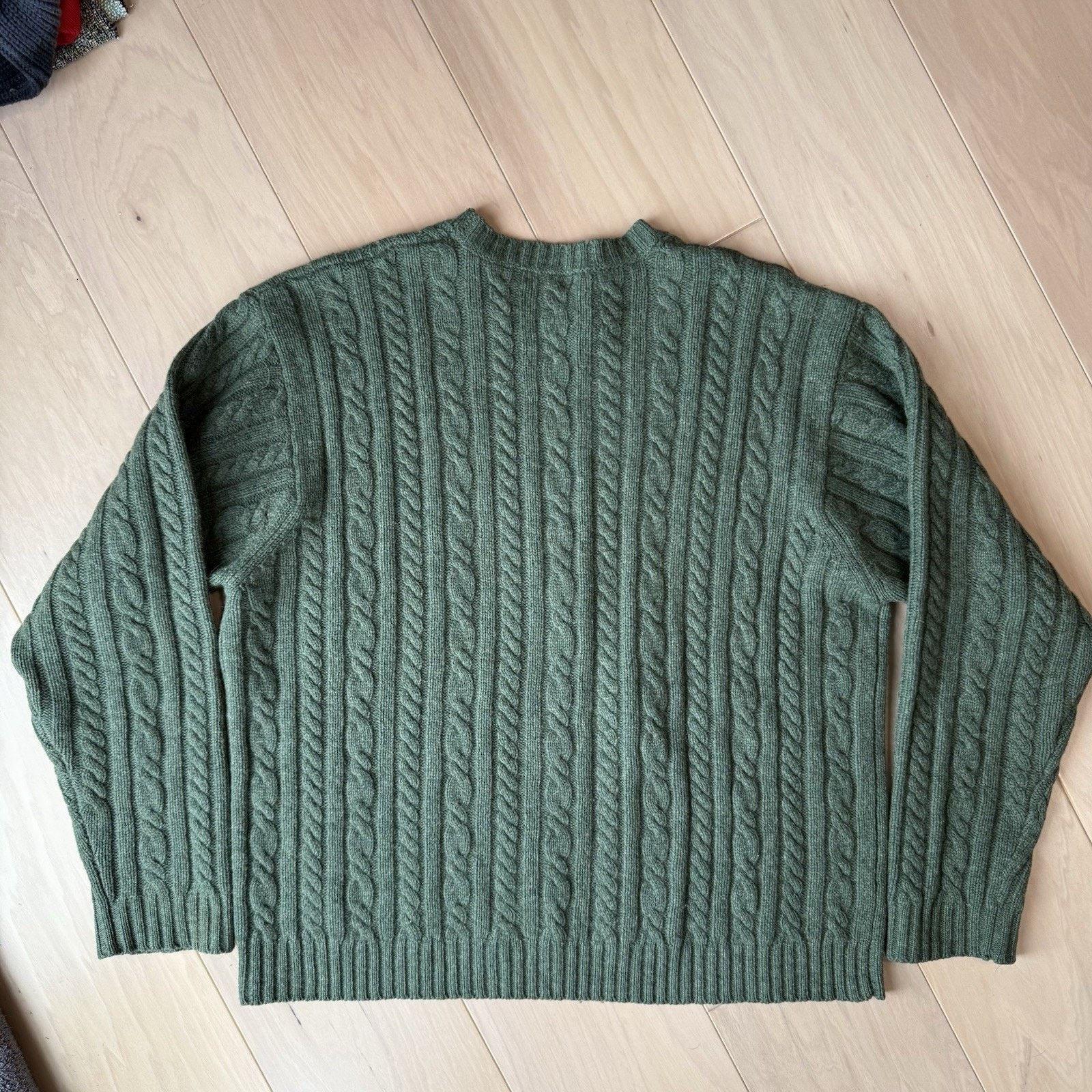 J.Crew Vintage J Crew Cable Knit Wool Sweater Large Green Oarsman Size US L / EU 52-54 / 3 - 8 Thumbnail