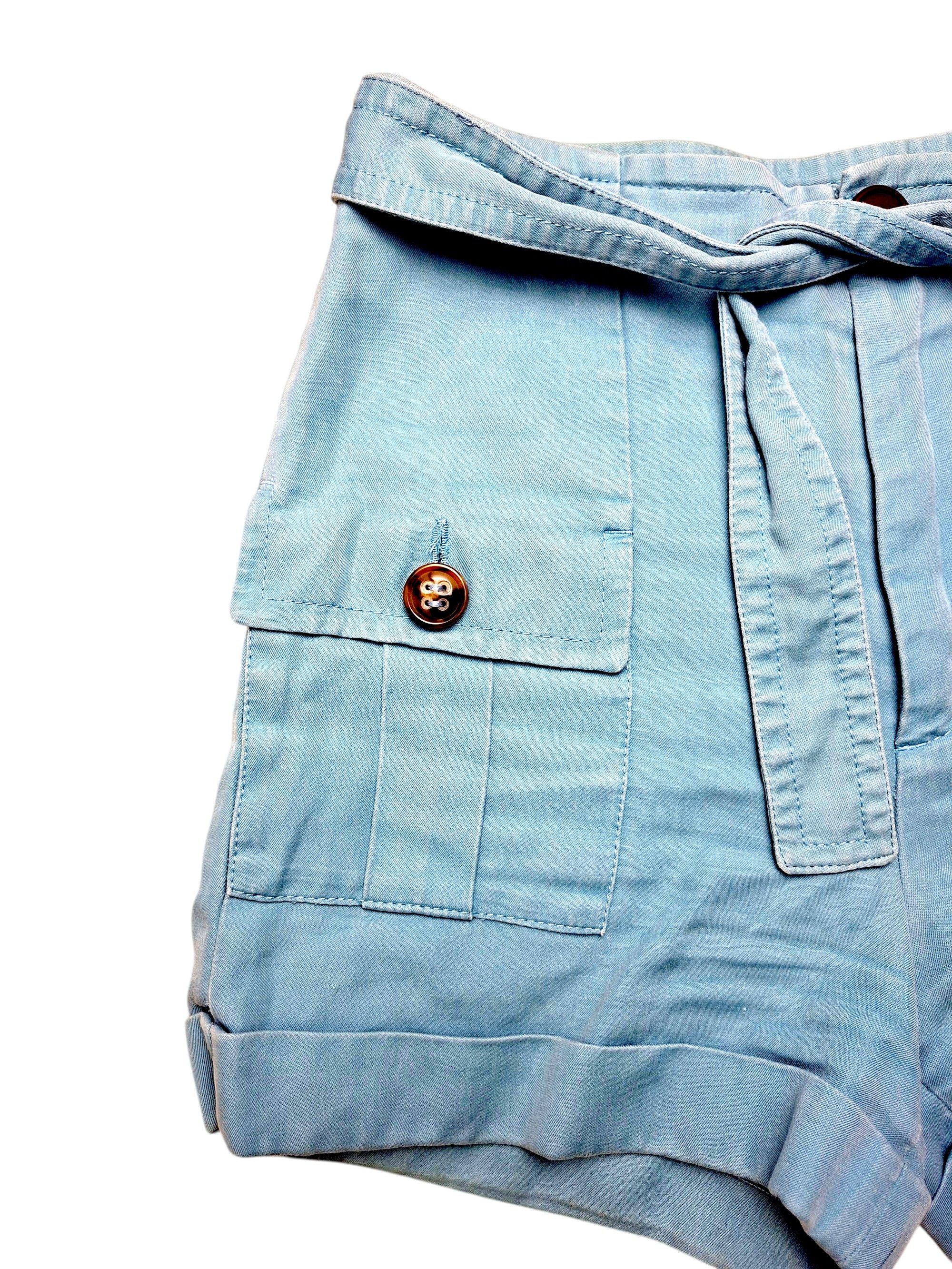 Dsquared2 Dsquared2 High-Waist Safari Cargo Shorts | Dusty Blue Size 27" / US 4 / IT 40 - 2 Thumbnail