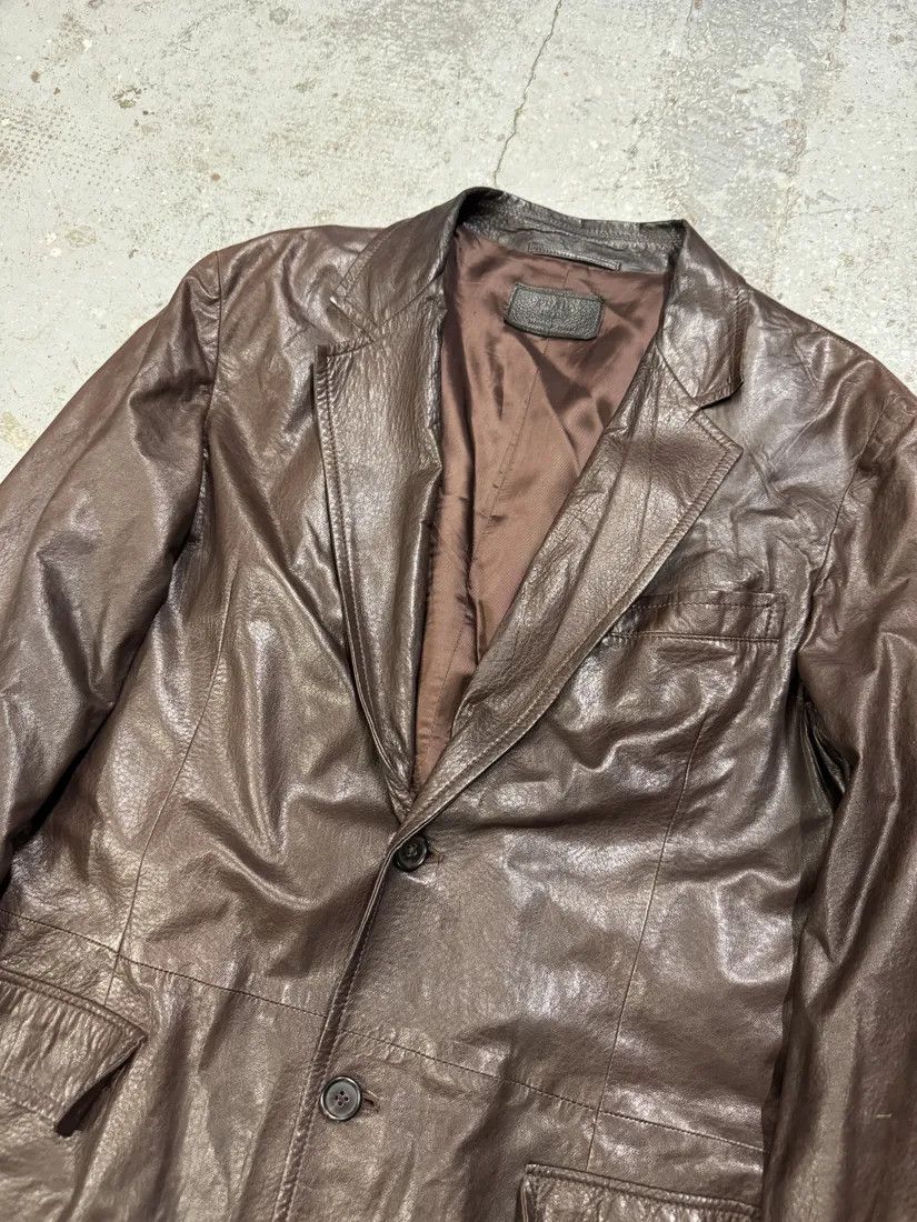 Prada AW2010 Prada Brown Eroded Leather Blazer Jacket Size US M / EU 48-50 / 2 - 9 Thumbnail