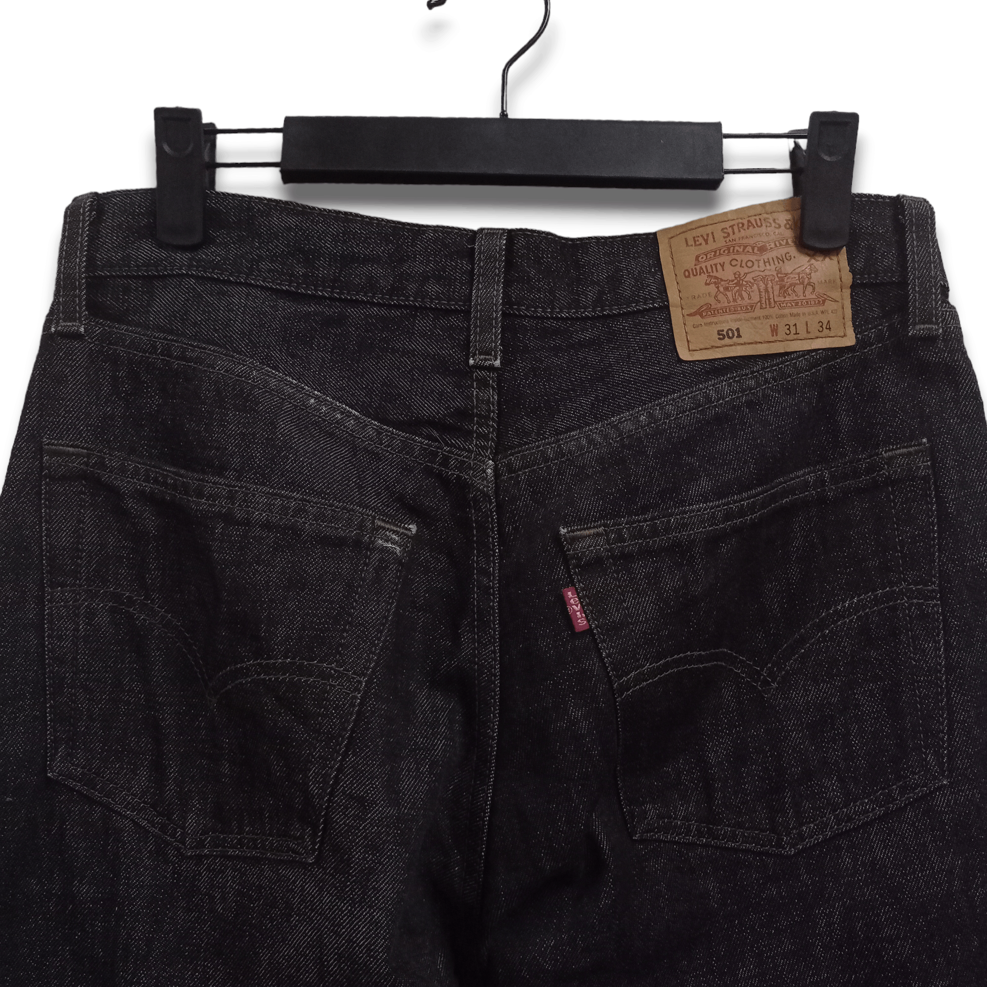 Levi's Vintage 90s LEVIS 501 Black Waxed Denim Loose Jeans 30x28 Size US 30 / EU 46 - 6 Thumbnail