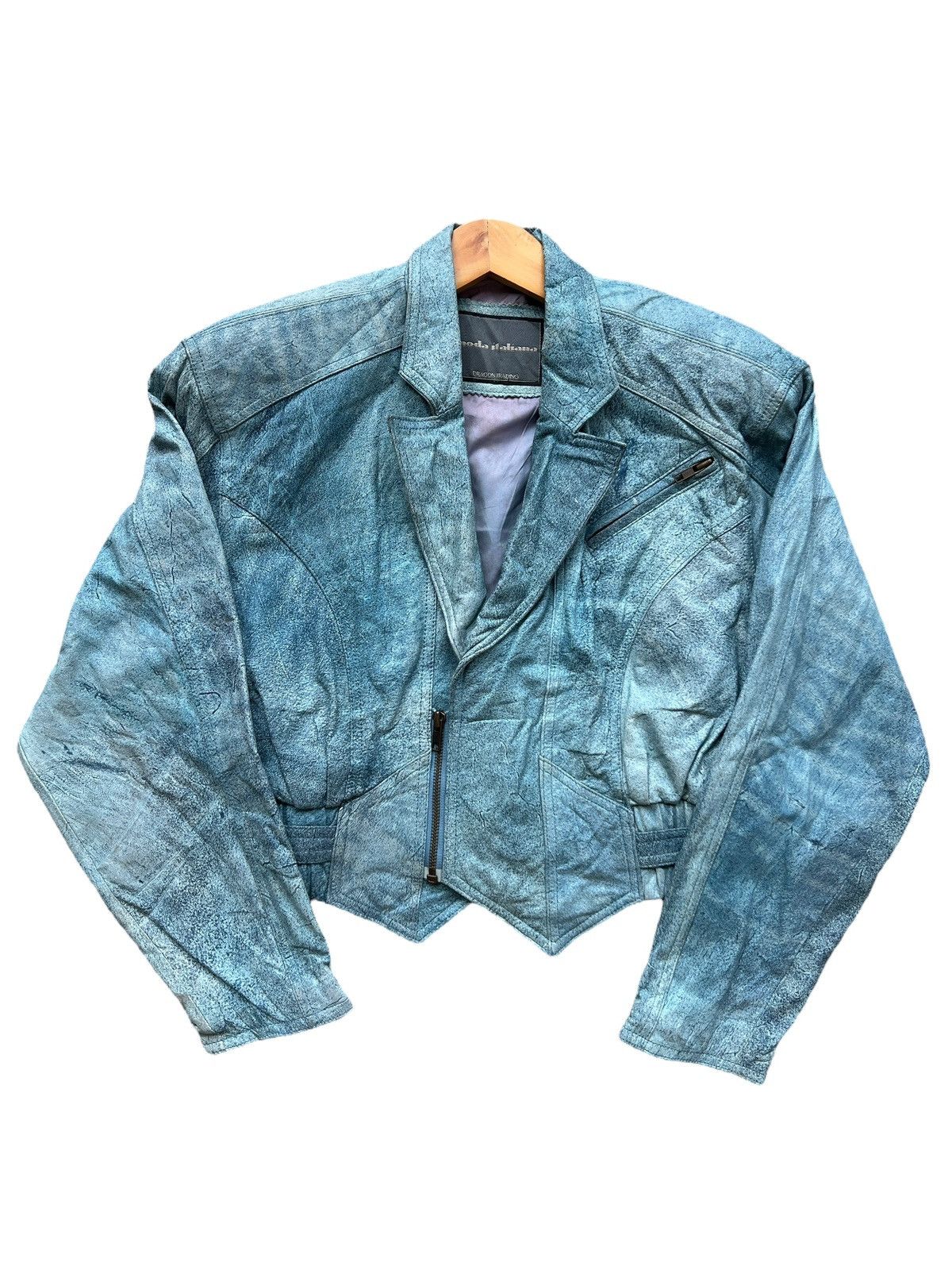 Japanese Brand Moda Italiana Blue Racing Leather Jacket Size S / US 4 / IT 40 - 1 Thumbnail