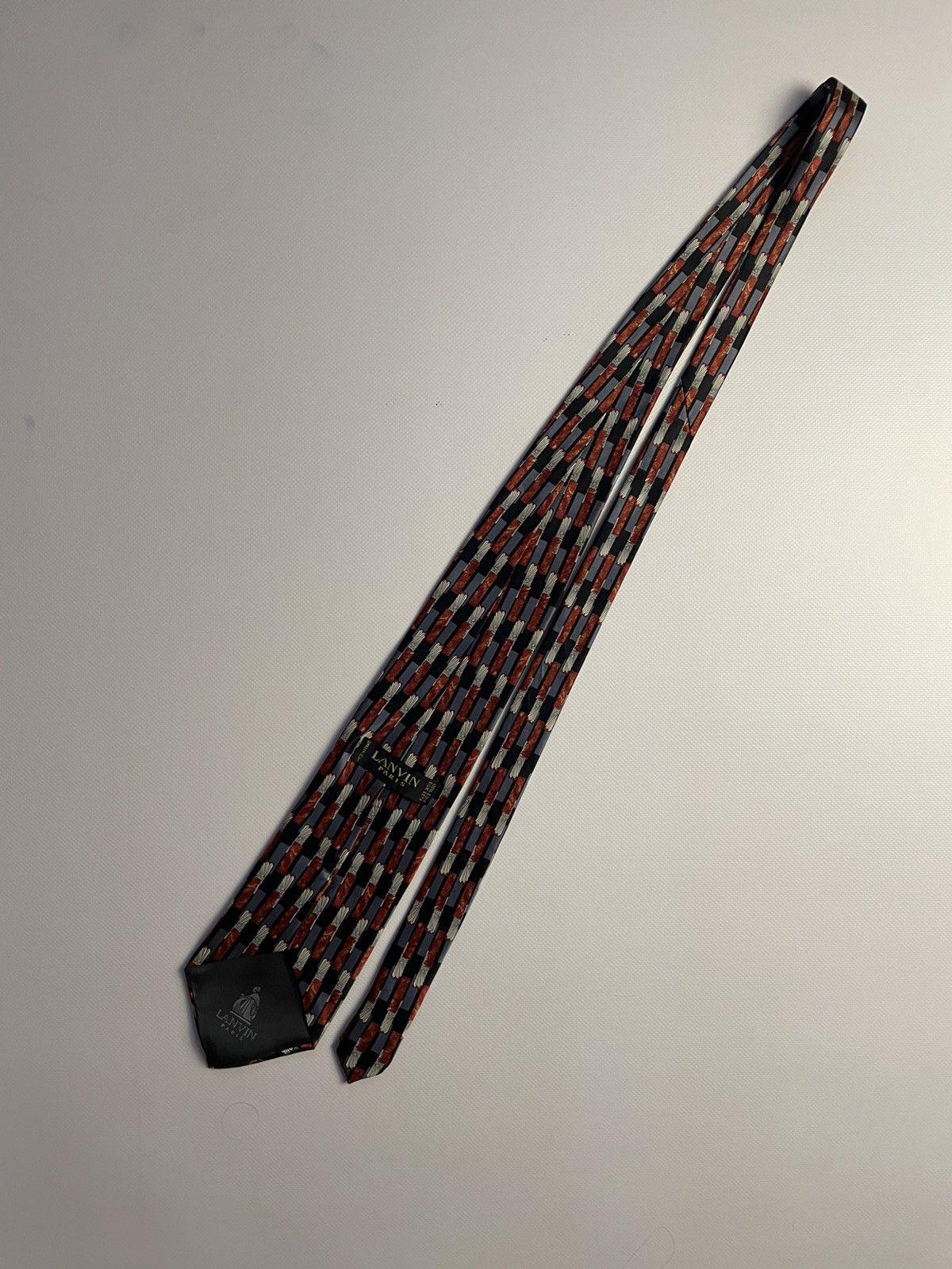 Lanvin Lanvin Paris Silk Tie Geometric Pattern Made in France Size ONE SIZE - 2 Thumbnail