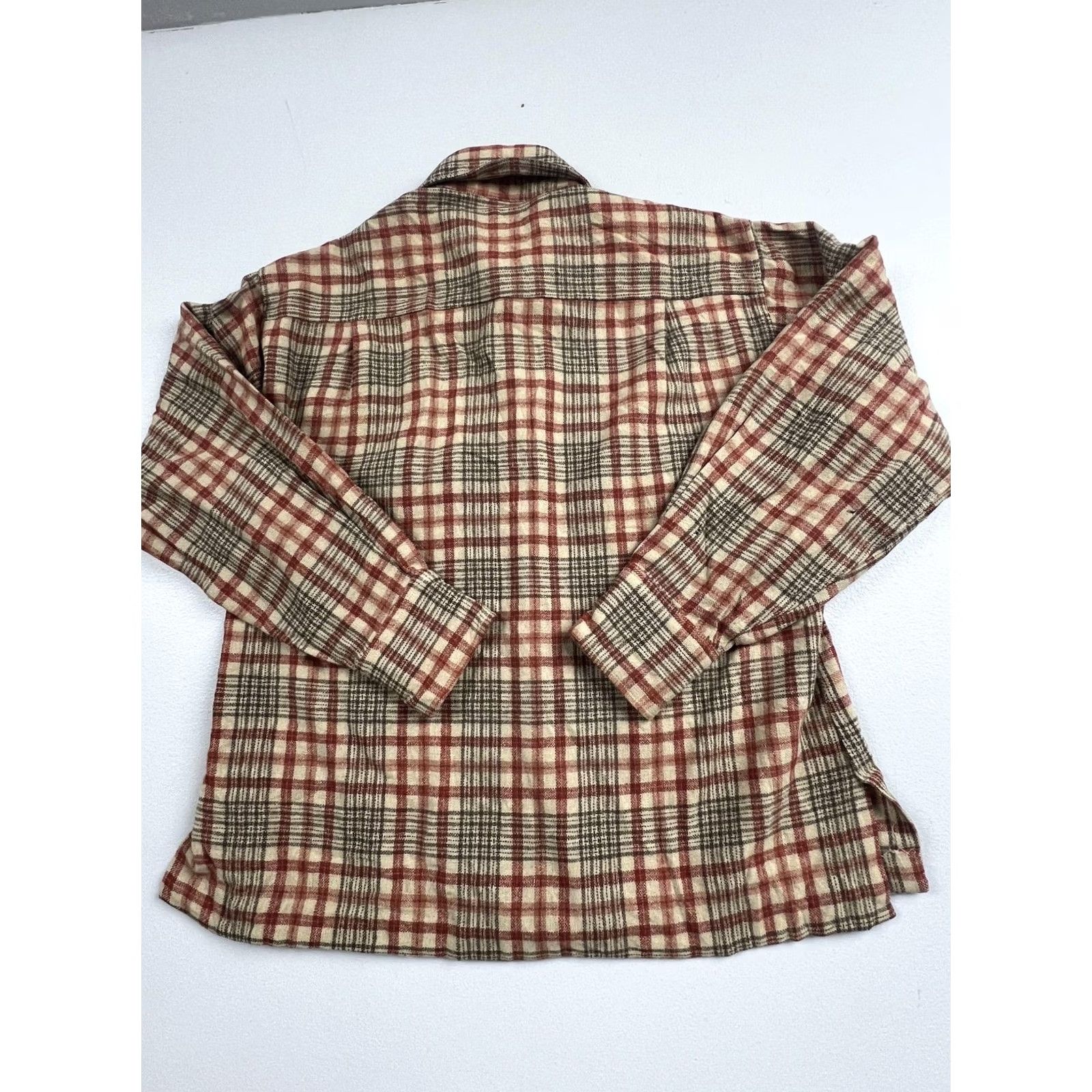 Van Heusen Vintage Van Heusen Shirt Mens M Beige Plaid Flannel Lined Winterweights 70s Size US M / EU 48-50 / 2 - 2 Thumbnail