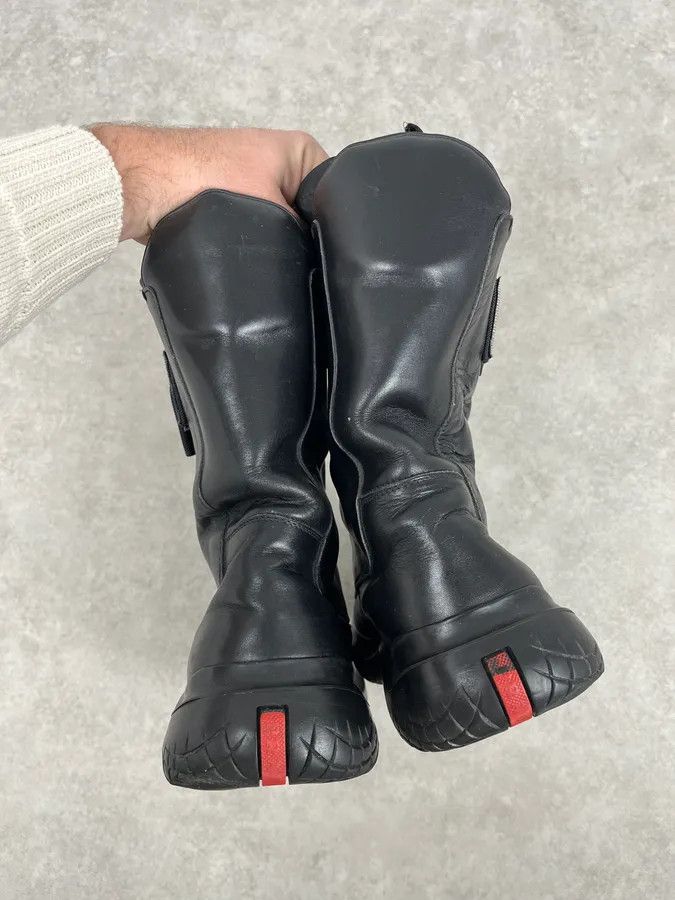 Prada AW1999 Prada Black Leather Lace-Up High Biker Boots Size US 12.5 / EU 45-46 - 9 Thumbnail