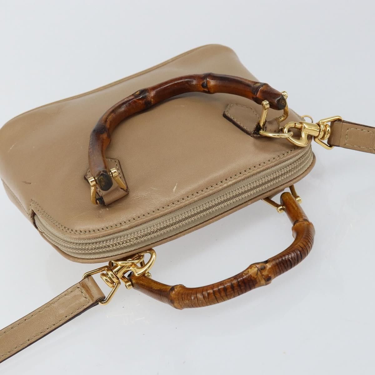 Gucci GUCCI Bamboo Handbag Leather Beige Gold 007 2865 007 2865 Size ONE SIZE - 6 Thumbnail