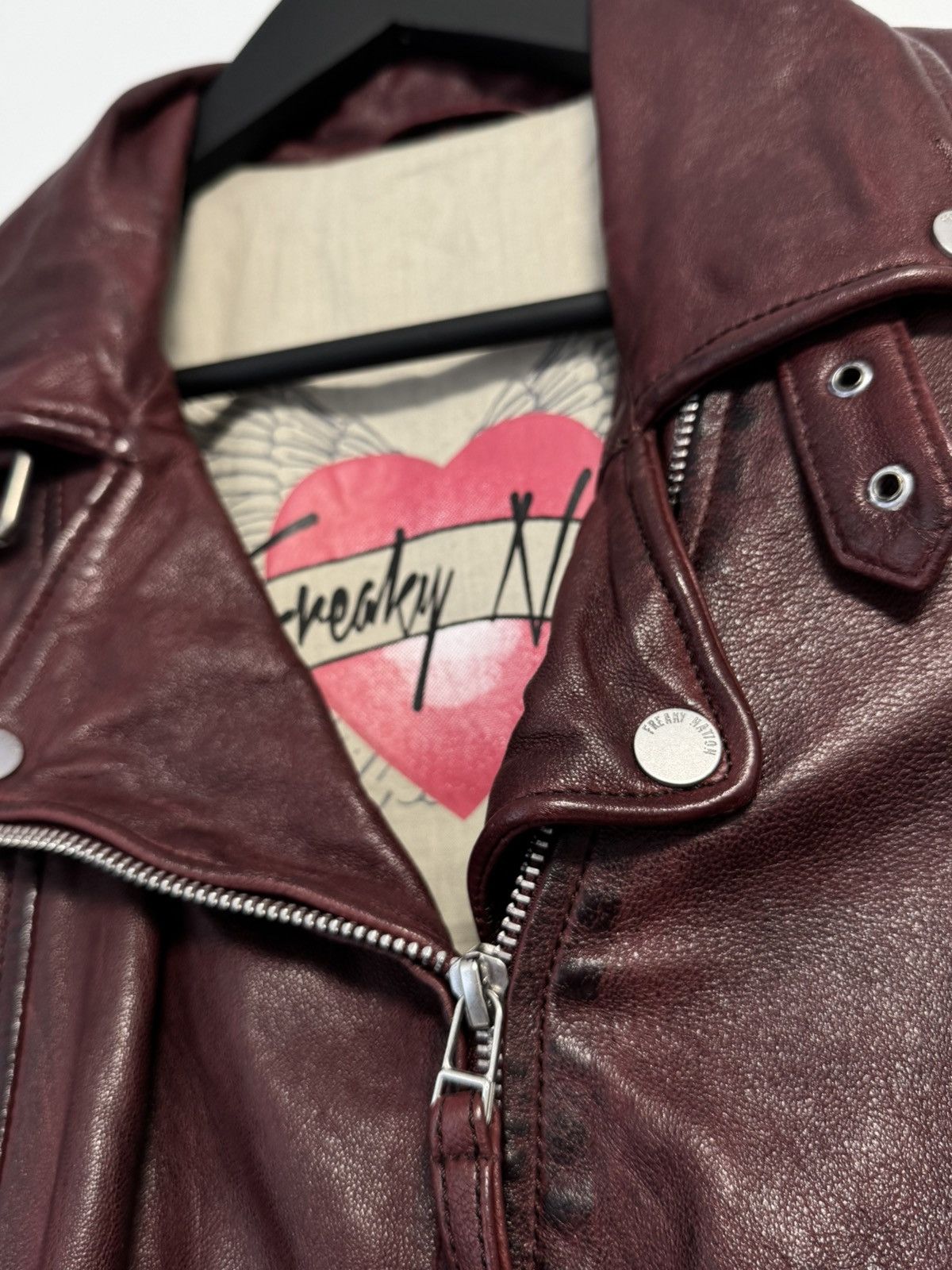 Japanese Brand × Vintage Freaky Nation Leather Biker Jacket Red Leather Women’s Size XS / US 0-2 / IT 36-38 - 8 Thumbnail
