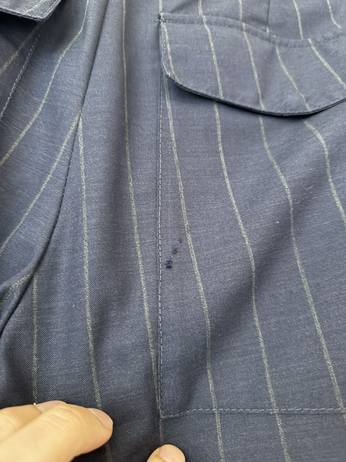 Brunello Cucinelli Brunello Cucinelli Navy Pinstripe Wool Trousers Size US 34 / EU 50 - 10 Thumbnail