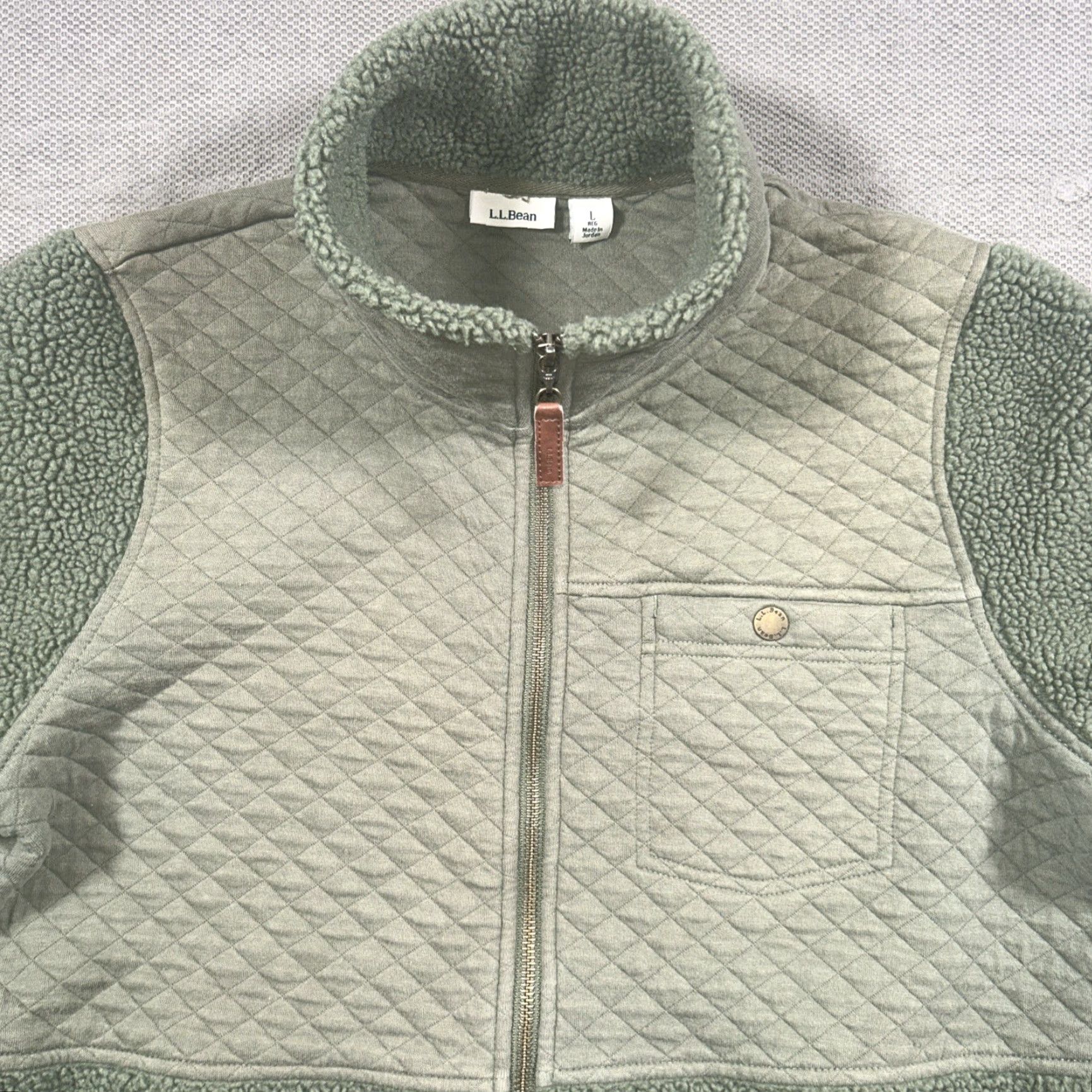 Vintage LL Bean Womens Full Zip Jacket Large Sherpa Quilted Pockets Long Sleeve Green Size L / US 10 / IT 46 - 2 Thumbnail