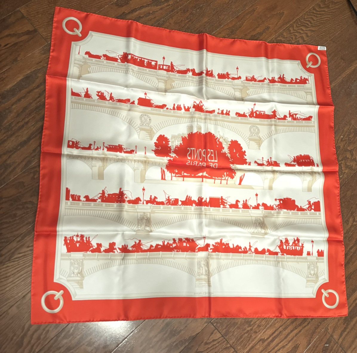 Hermes Hermes Carre90 Les Ponts De Paris Bridges Of Scarf Red Size ONE SIZE - 9 Thumbnail
