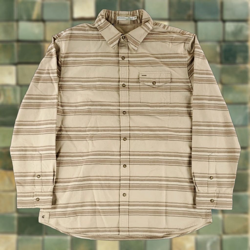 Vintage Criquet Shirt Pearl Snap Flannel Brown Striped Long Sleeve Mens XXL Size US XXL / EU 58 / 5 - 1 Thumbnail