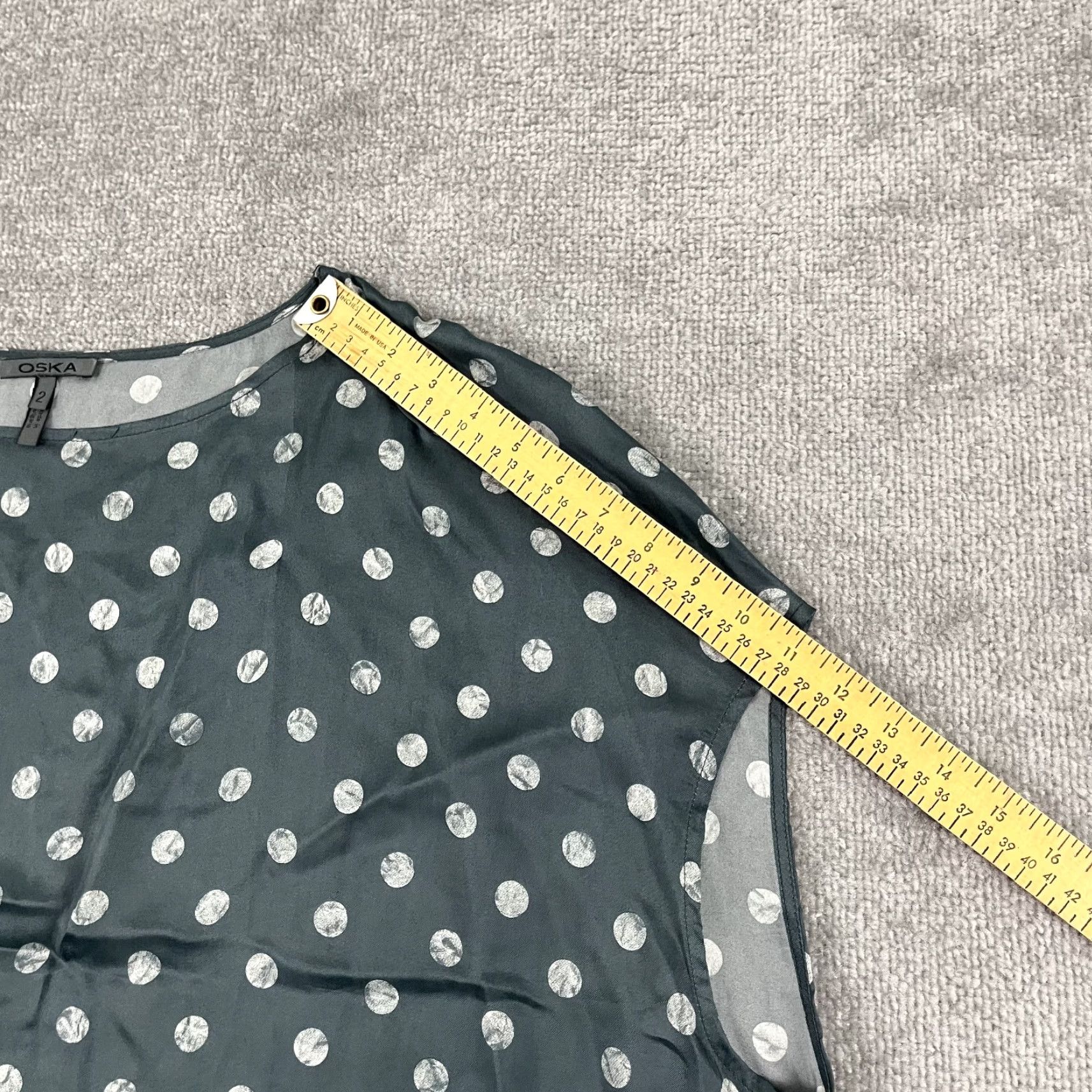 Vintage OSKA Blouse Top Boxy Green White Polka Dot Cupro Silky US 8/10 Size 2 Womens Size XS / US 0-2 / IT 36-38 - 6 Thumbnail