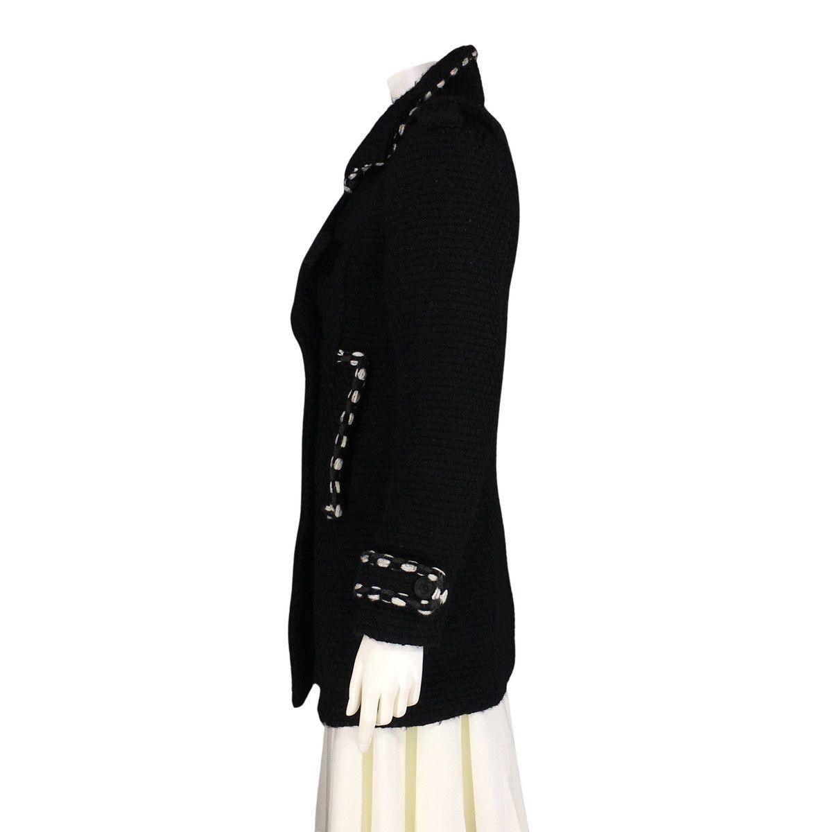 Chanel CHANEL P Tweed Knit Coat Wool Black P39397V28326 2010 wome Size XS / US 0-2 / IT 36-38 - 2 Thumbnail