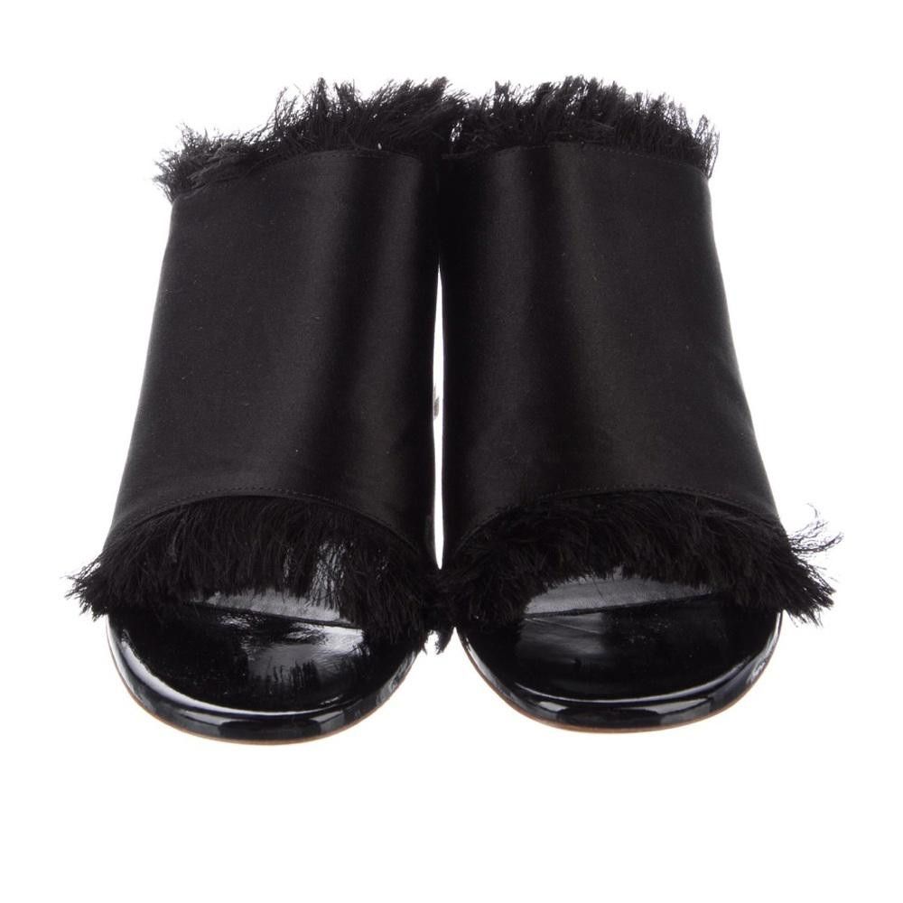 Proenza Schouler PROENZA SCHOULER Fringed Satin Mule Pump Black Size US 7 / IT 37 - 3 Thumbnail