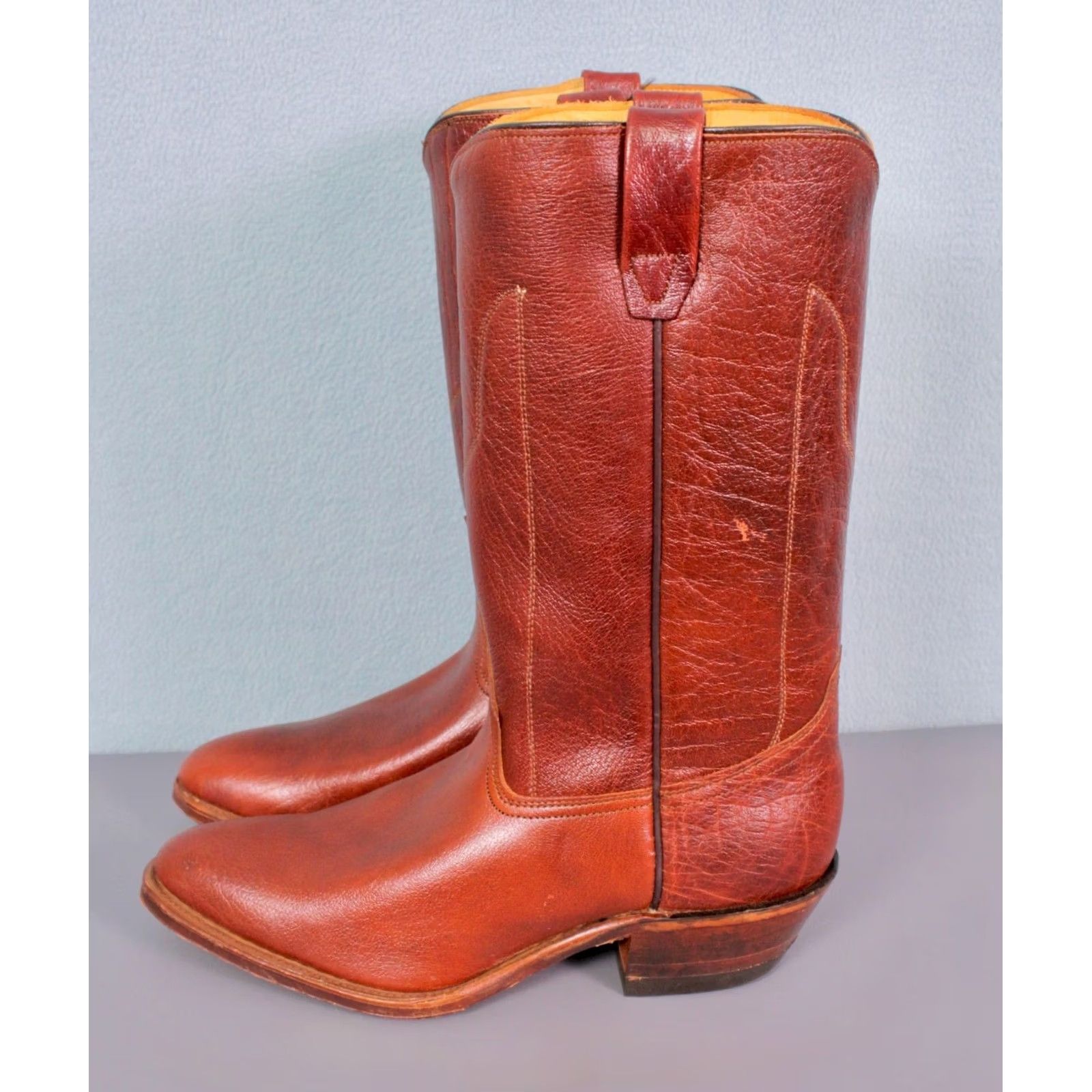 Vintage Texas Boots Men’s 70s VTG NOS Leather Pegged Reddish Brown 9 D Cowboy Boots Size US 9 / EU 42 - 3 Thumbnail