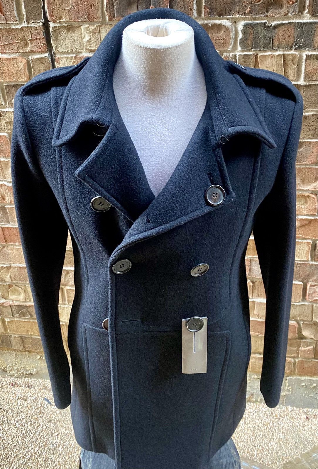 Dior Dior Homme 🇮🇹 x Hedi Slimane Navy Felted Wool Peacoat 48 NWT Size US M / EU 48-50 / 2 - 3 Thumbnail